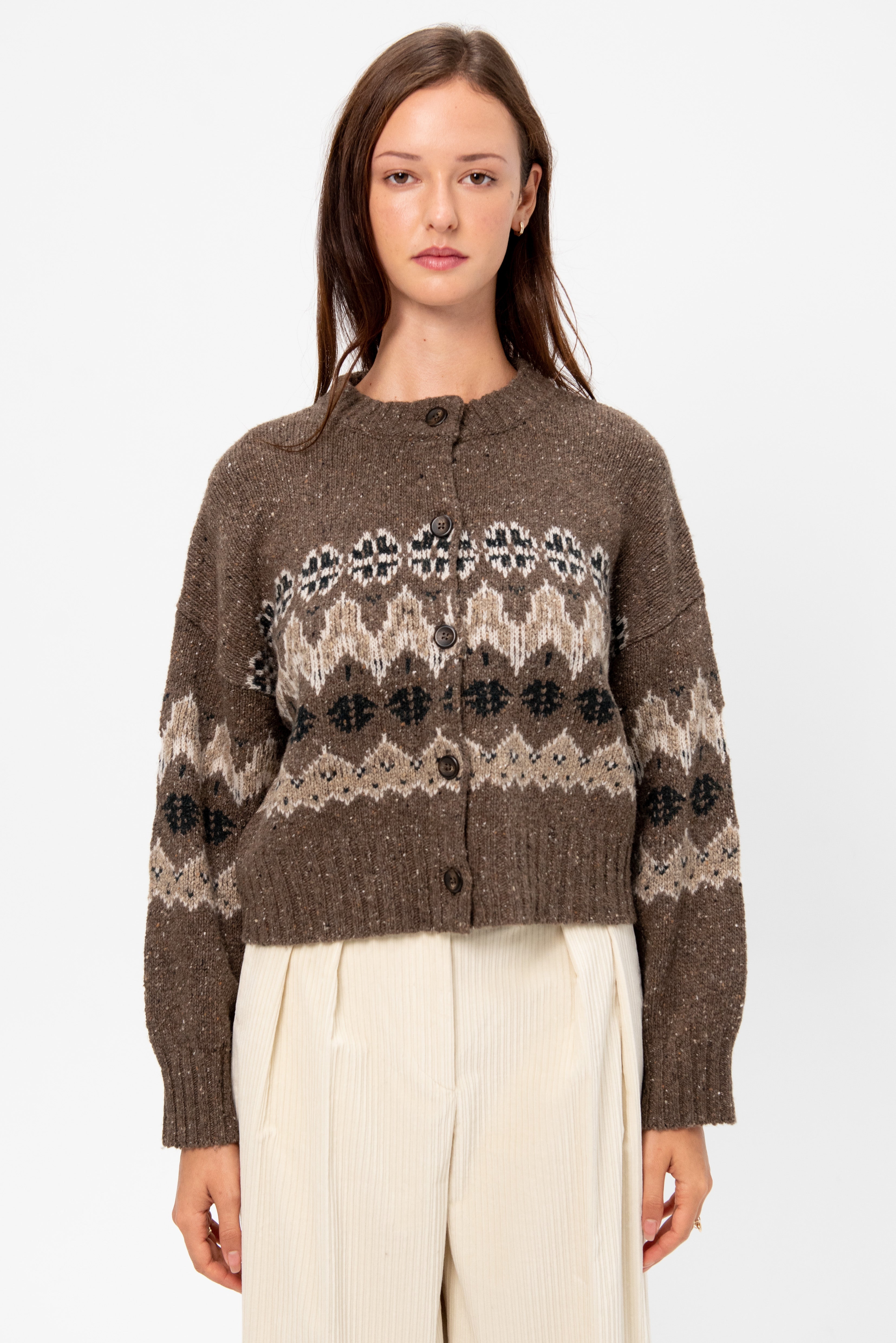 Cammie Sweater, Oak Moss Fairisle – Kick Pleat
