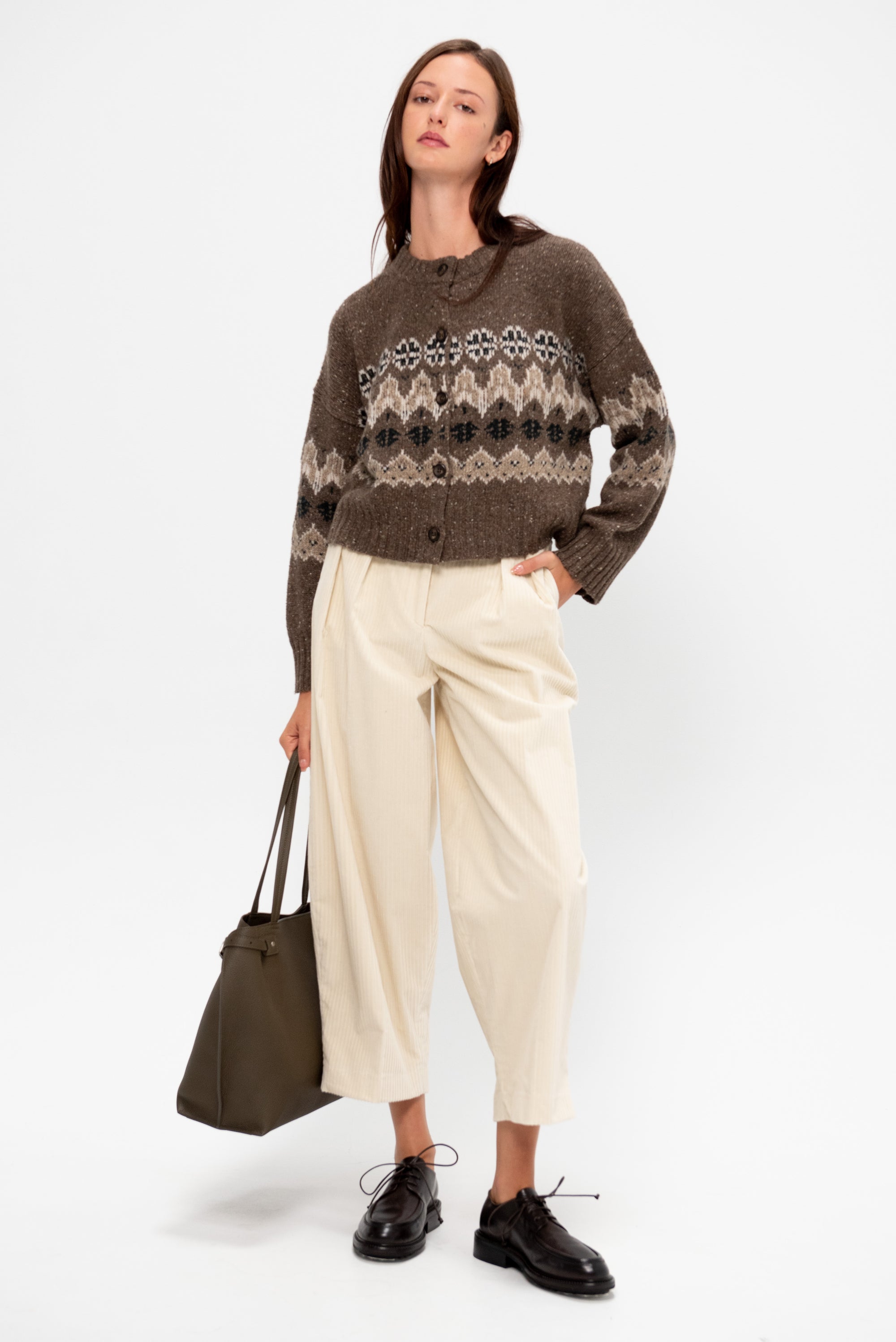 Cammie Sweater, Oak Moss Fairisle