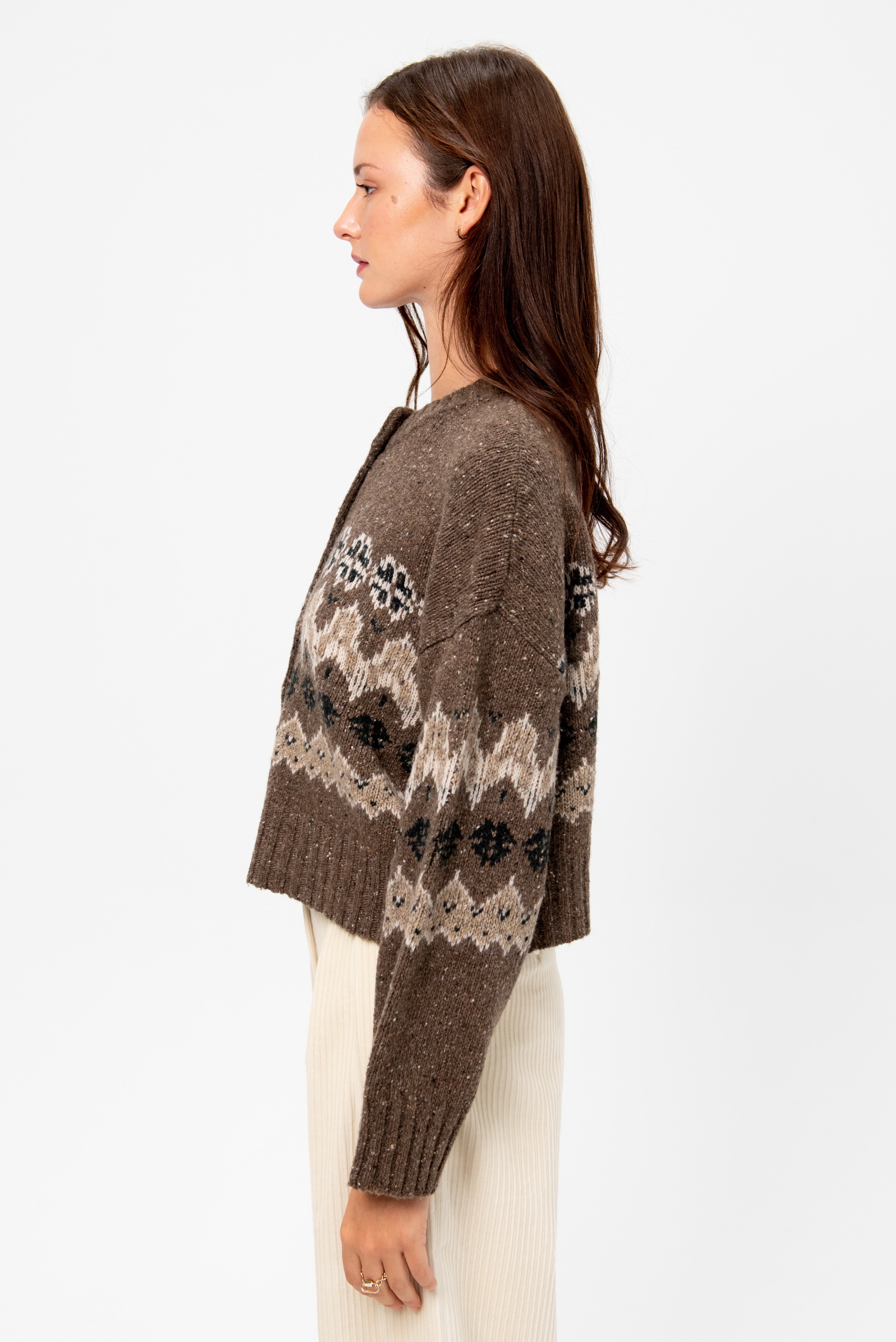 Cammie Sweater, Oak Moss Fairisle – Kick Pleat