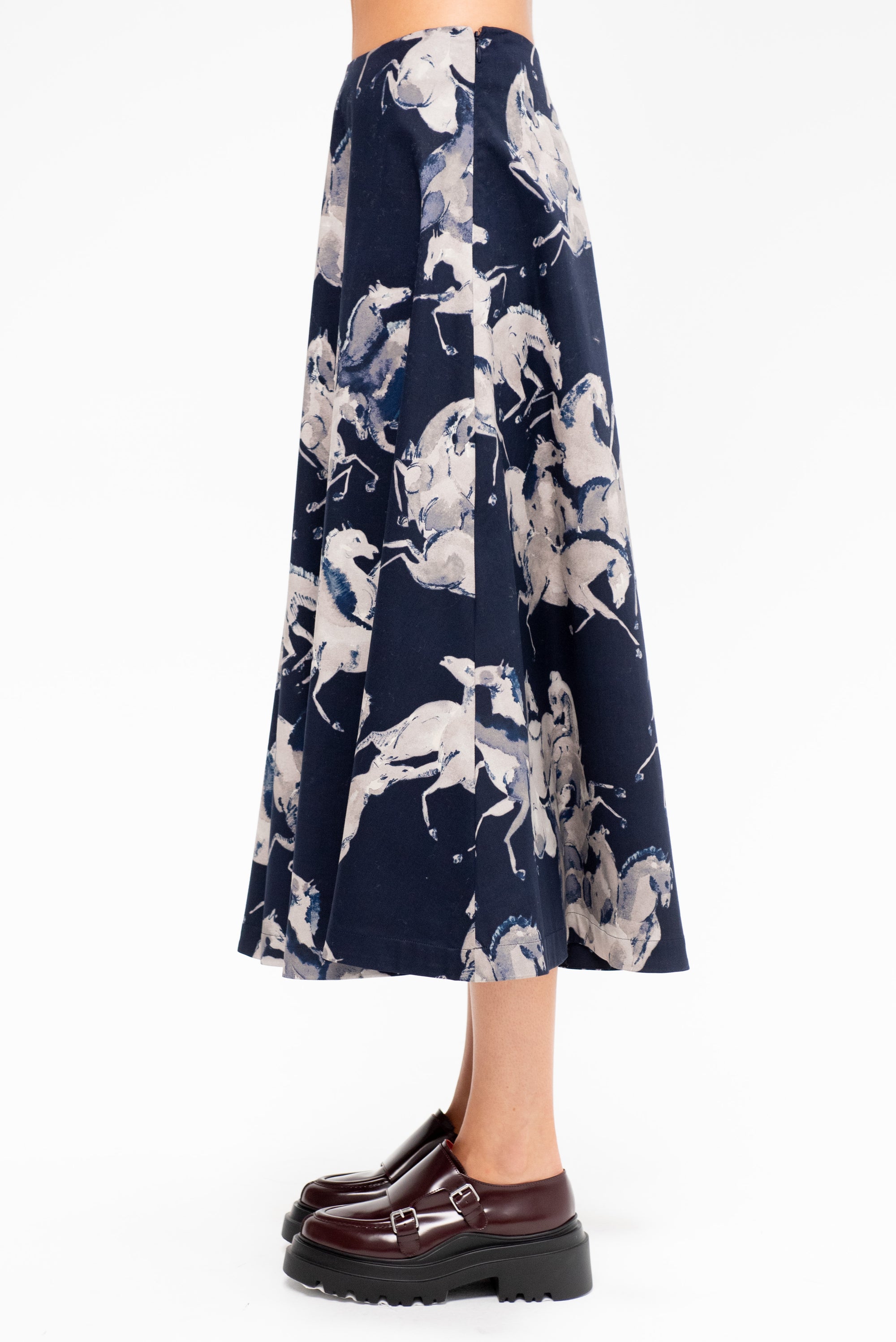 Varda Skirt, Berry Blue Horses