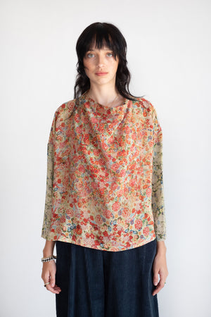 Anntian - Asymmetric Top, Print - Bright Flowers