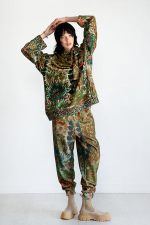 Anntian - Sweatshirt Wavy Neck, Print G - Flower Beds