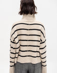 Ari Cropped Turtle, Cream & Black Stripe