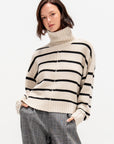 Ari Cropped Turtle, Cream & Black Stripe