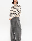 Ari Cropped Turtle, Cream & Black Stripe
