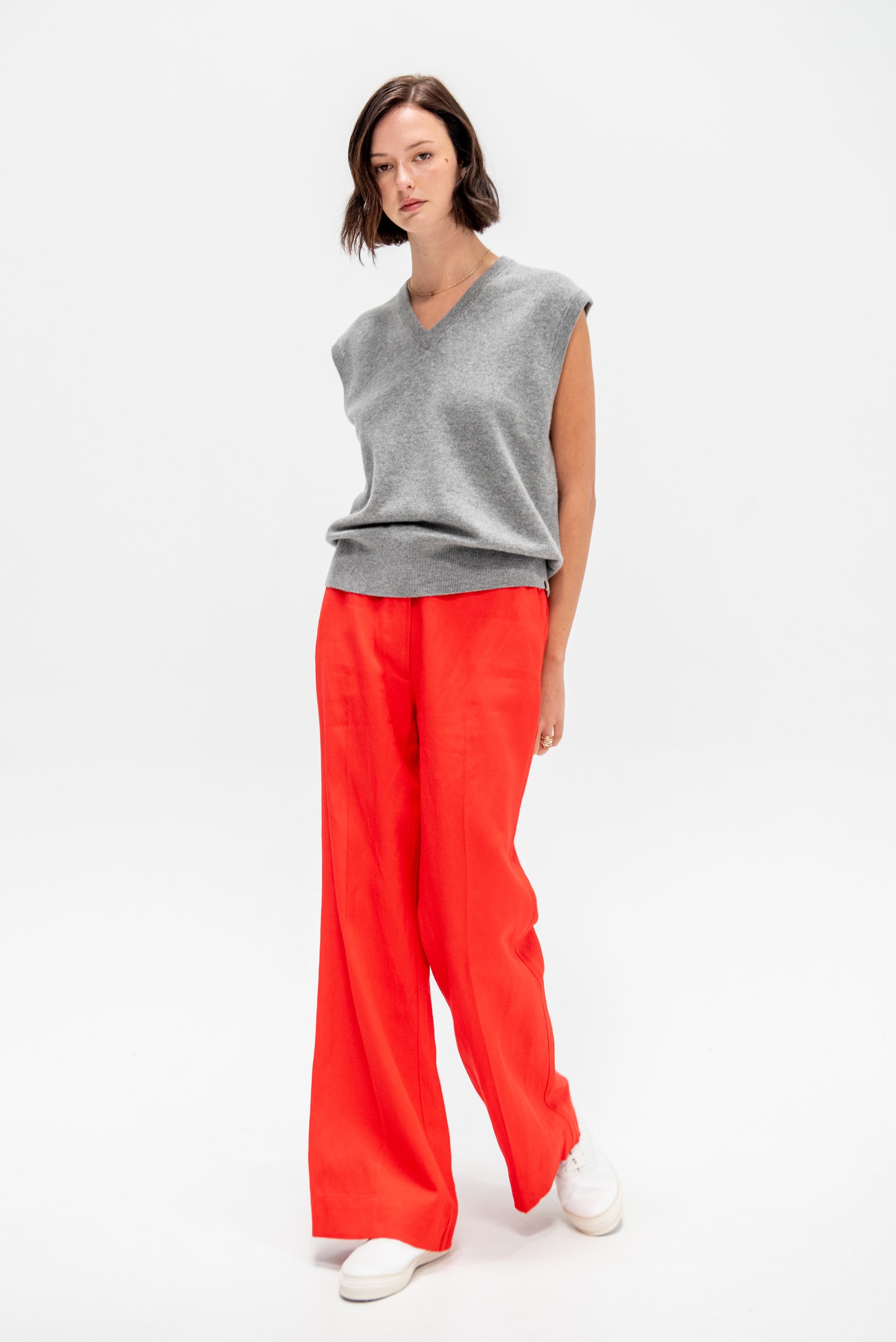 Basket Weave Adi Wide Leg Trouser, Tigerlily