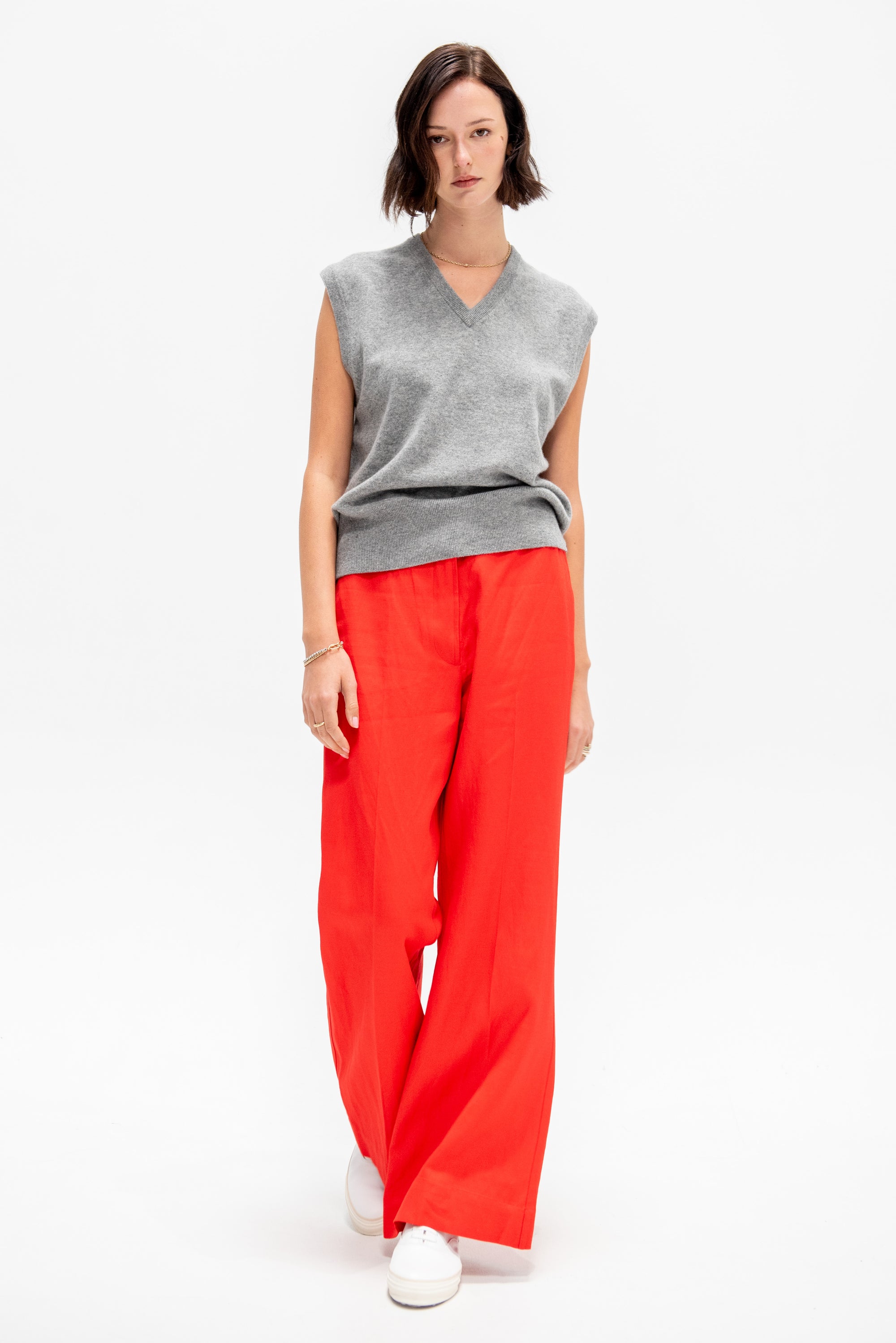 Basket Weave Adi Wide Leg Trouser, Tigerlily