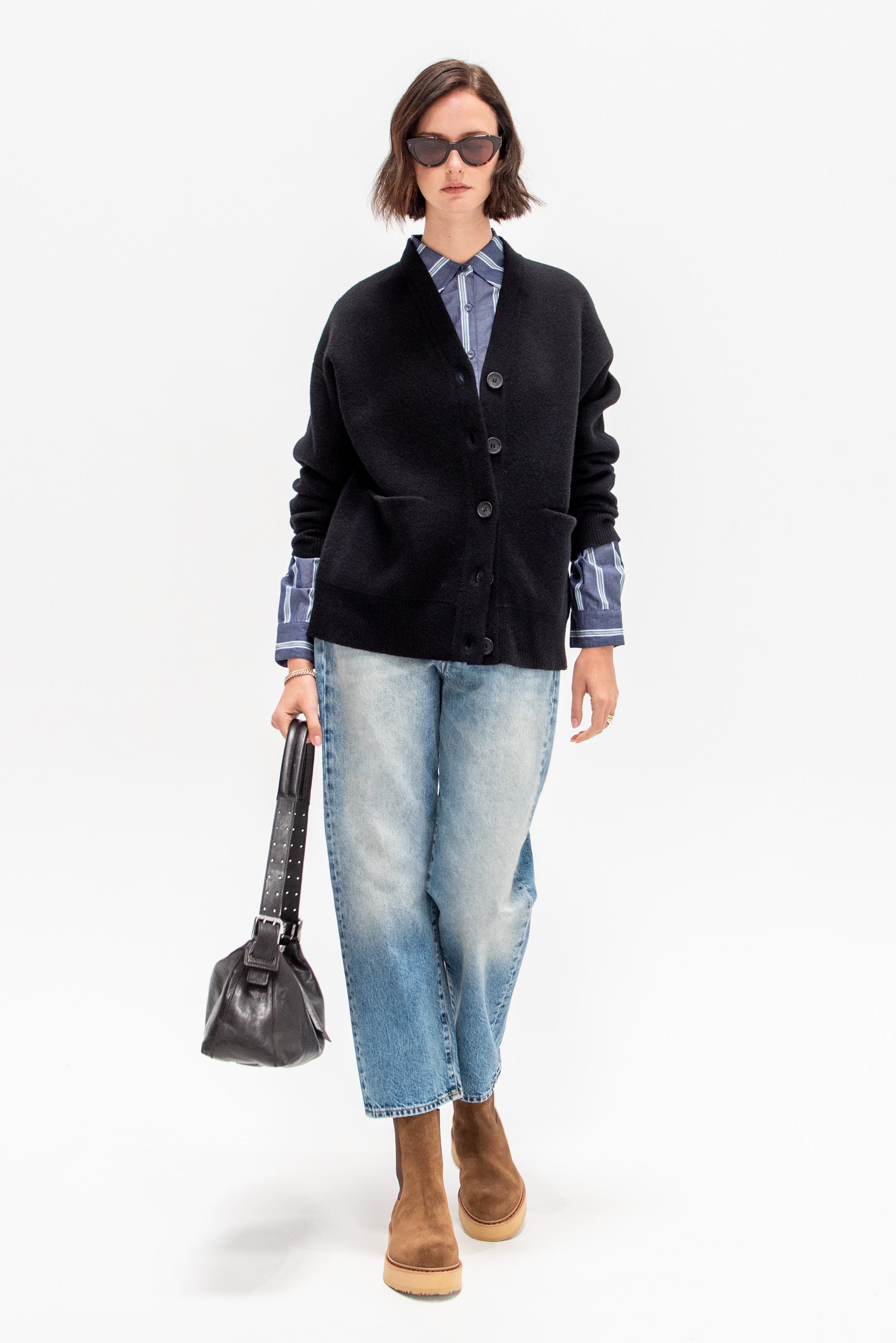 Sodi Wrap Button Top, Indigo Stripe