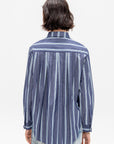 Sodi Wrap Button Top, Indigo Stripe