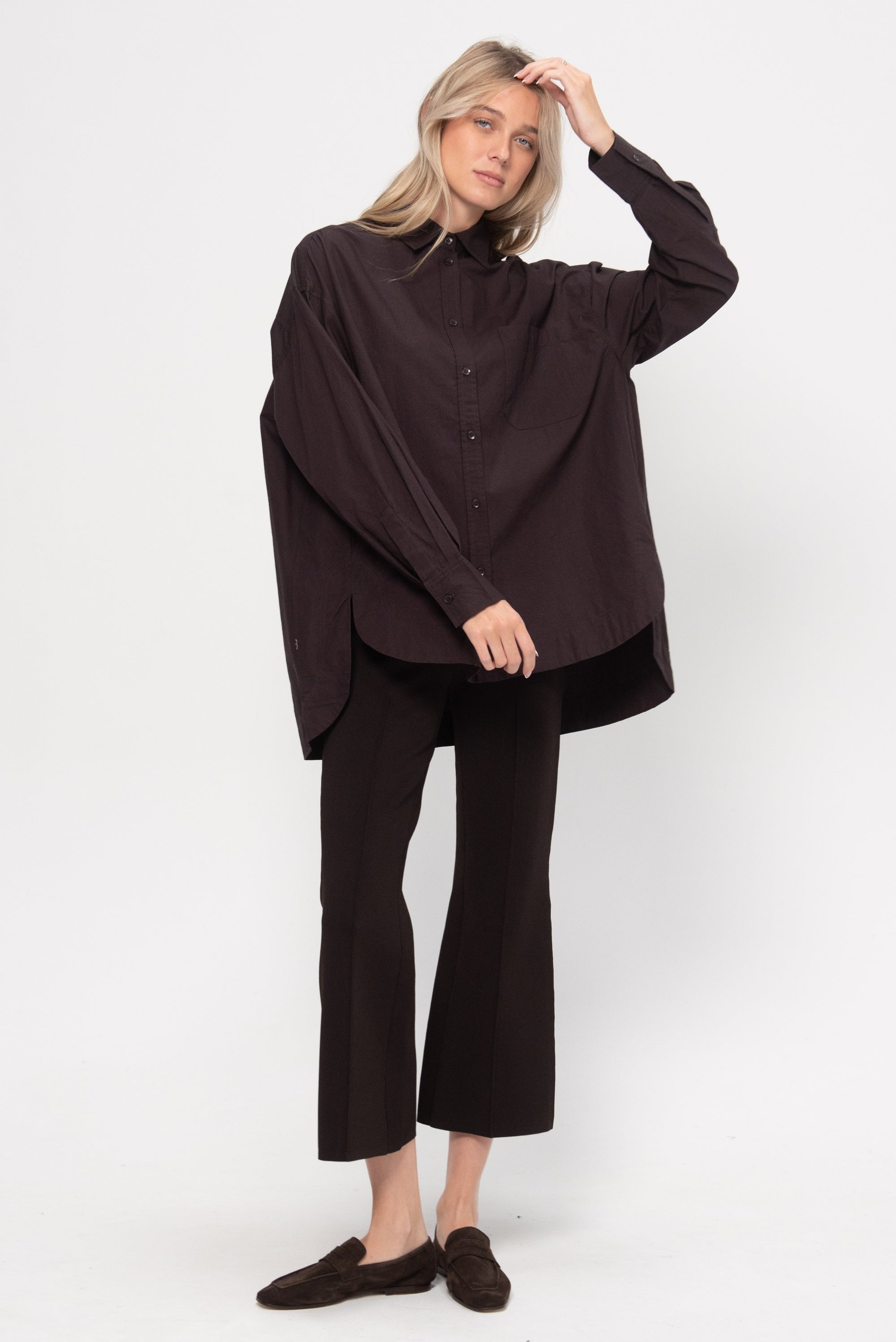 Aldea Oversized Button Down, Deep Espresso