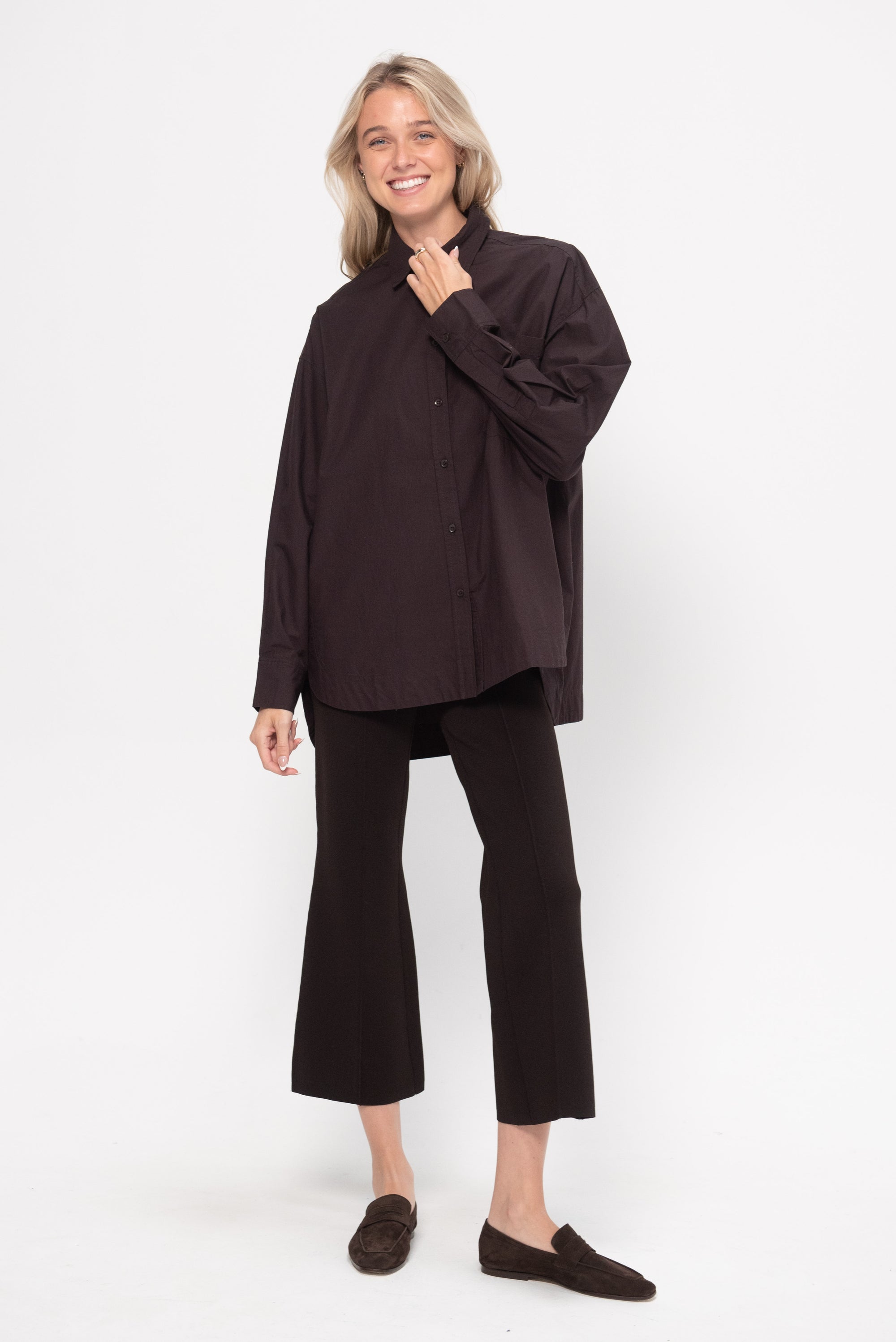 Aldea Oversized Button Down, Deep Espresso