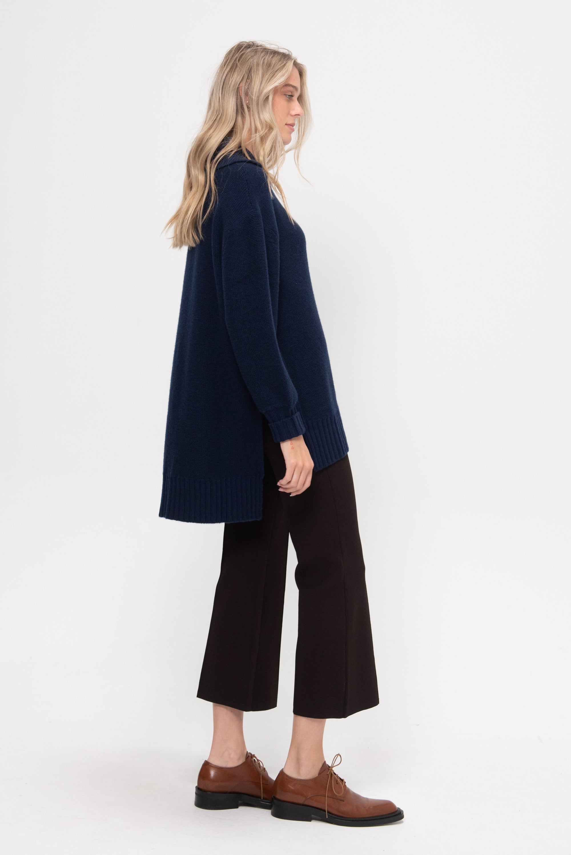 Drippy Zip Neck Pullover, Navy