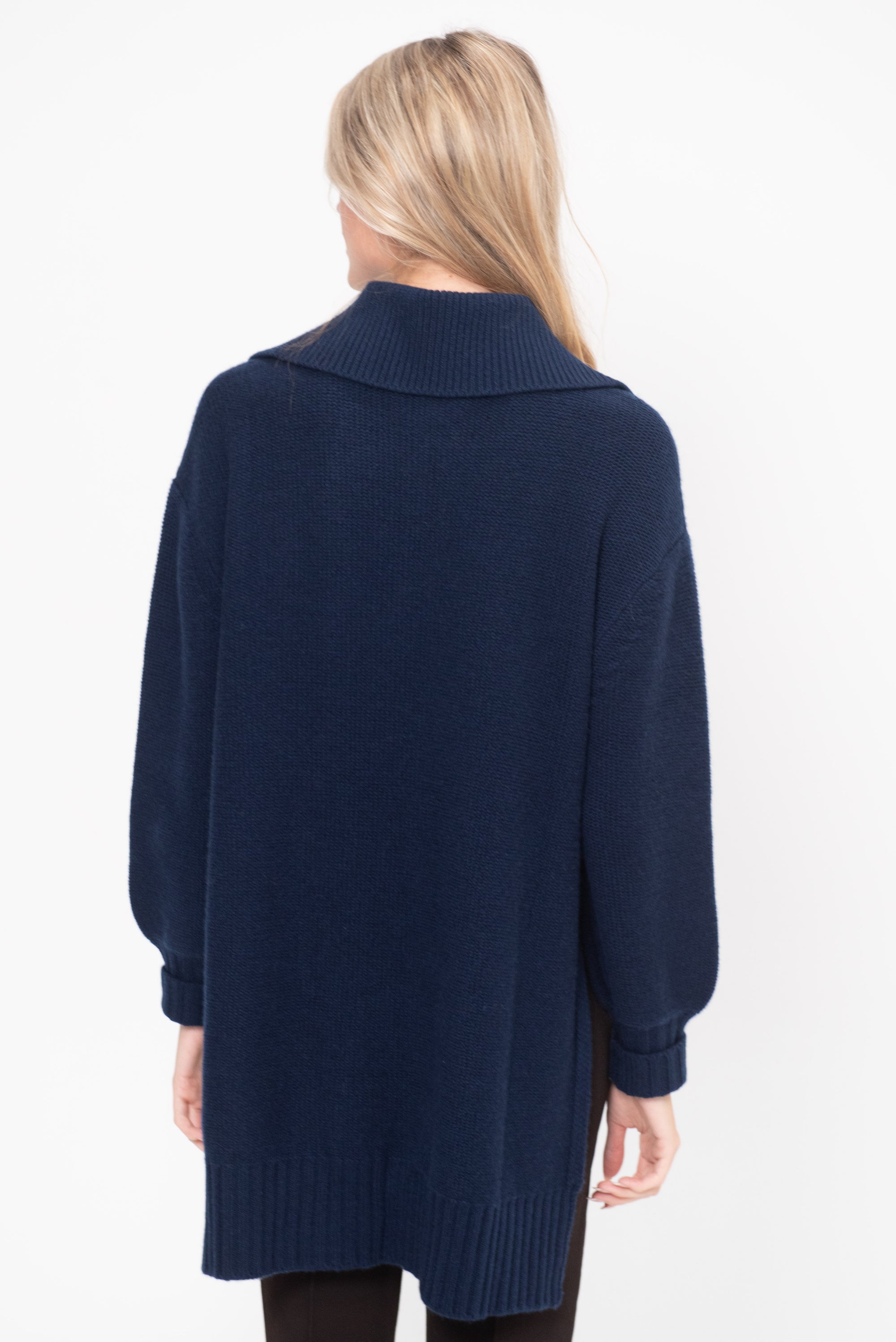 Drippy Zip Neck Pullover, Navy