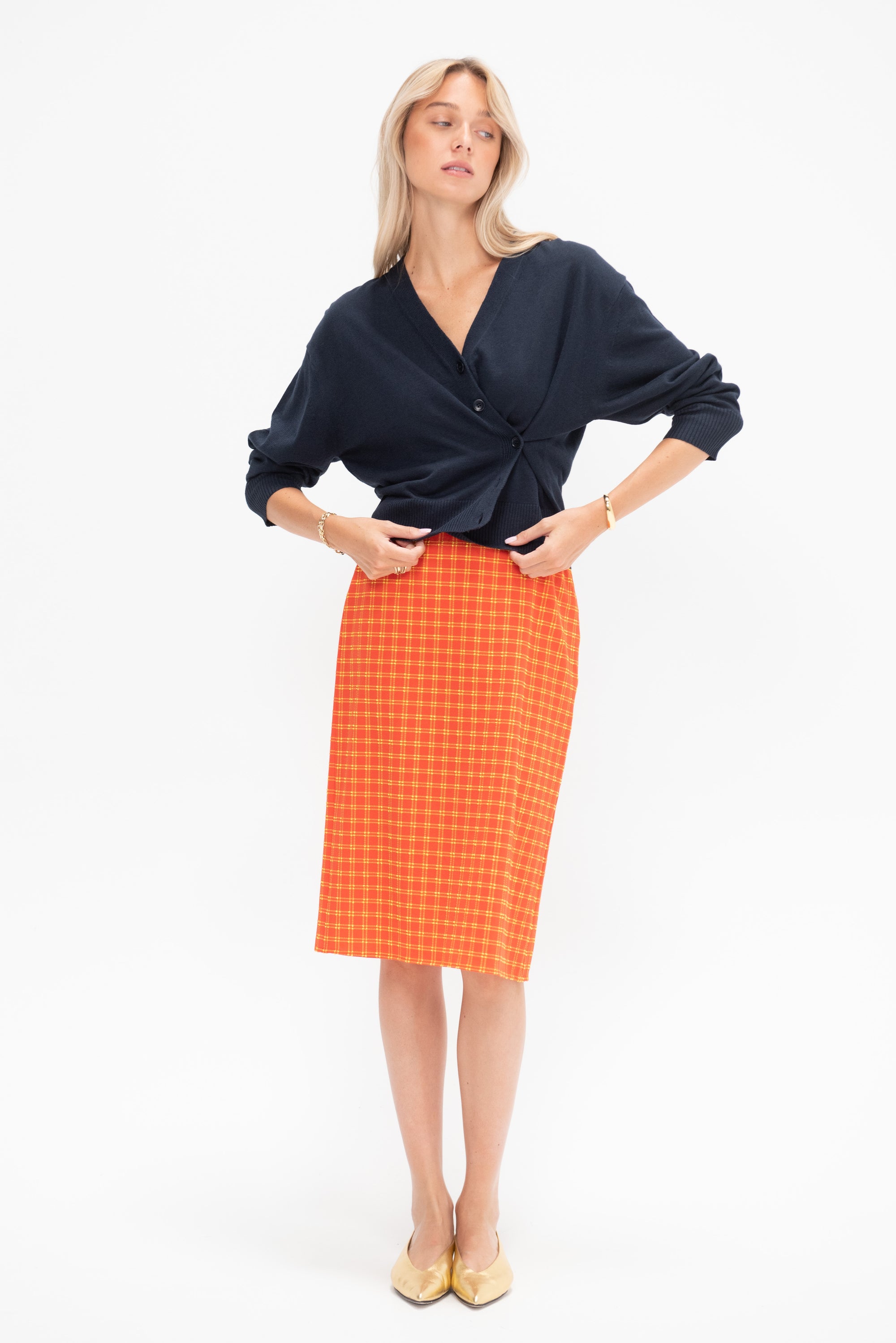 Fine Weight Cardigan, Navy