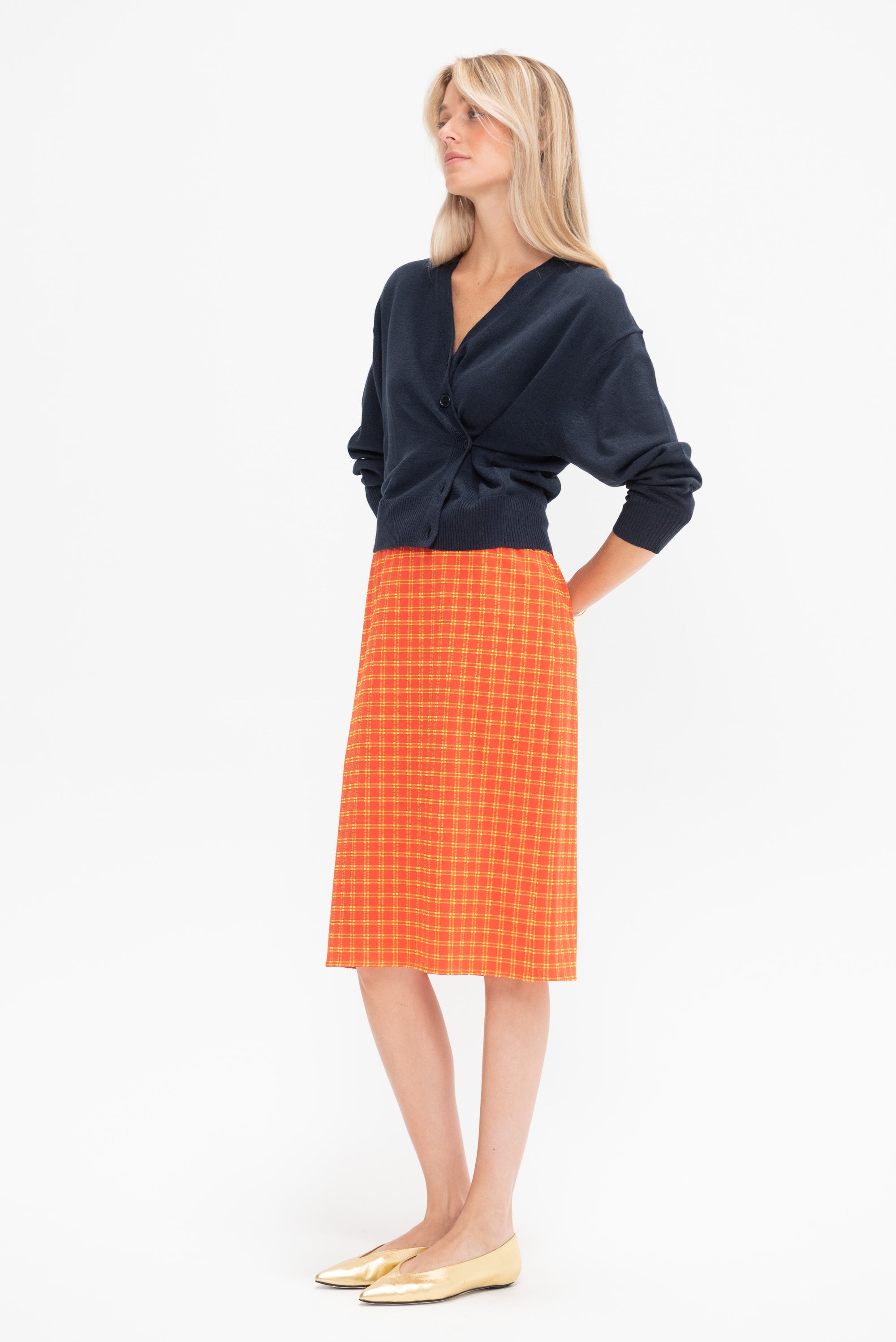Fine Weight Cardigan, Navy
