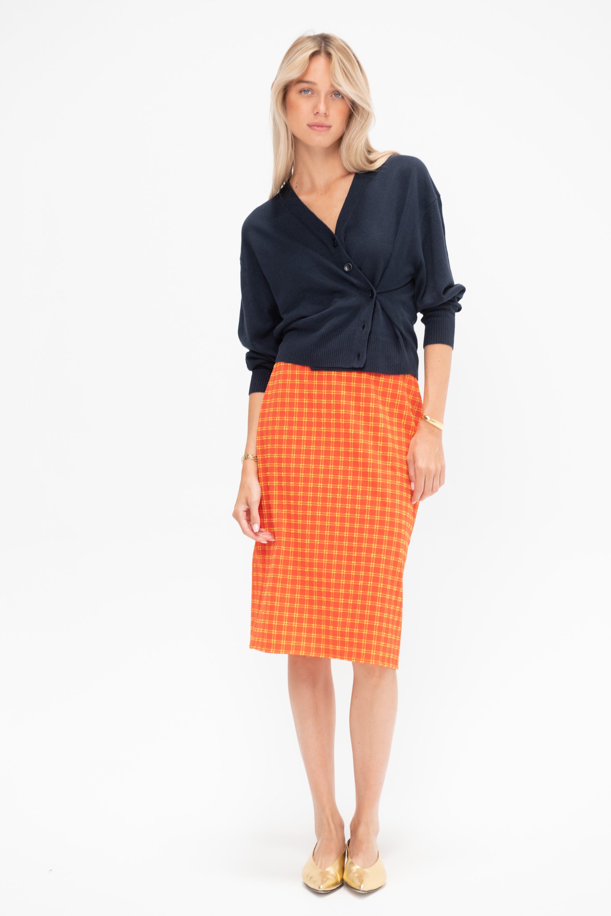 Fine Weight Cardigan, Navy