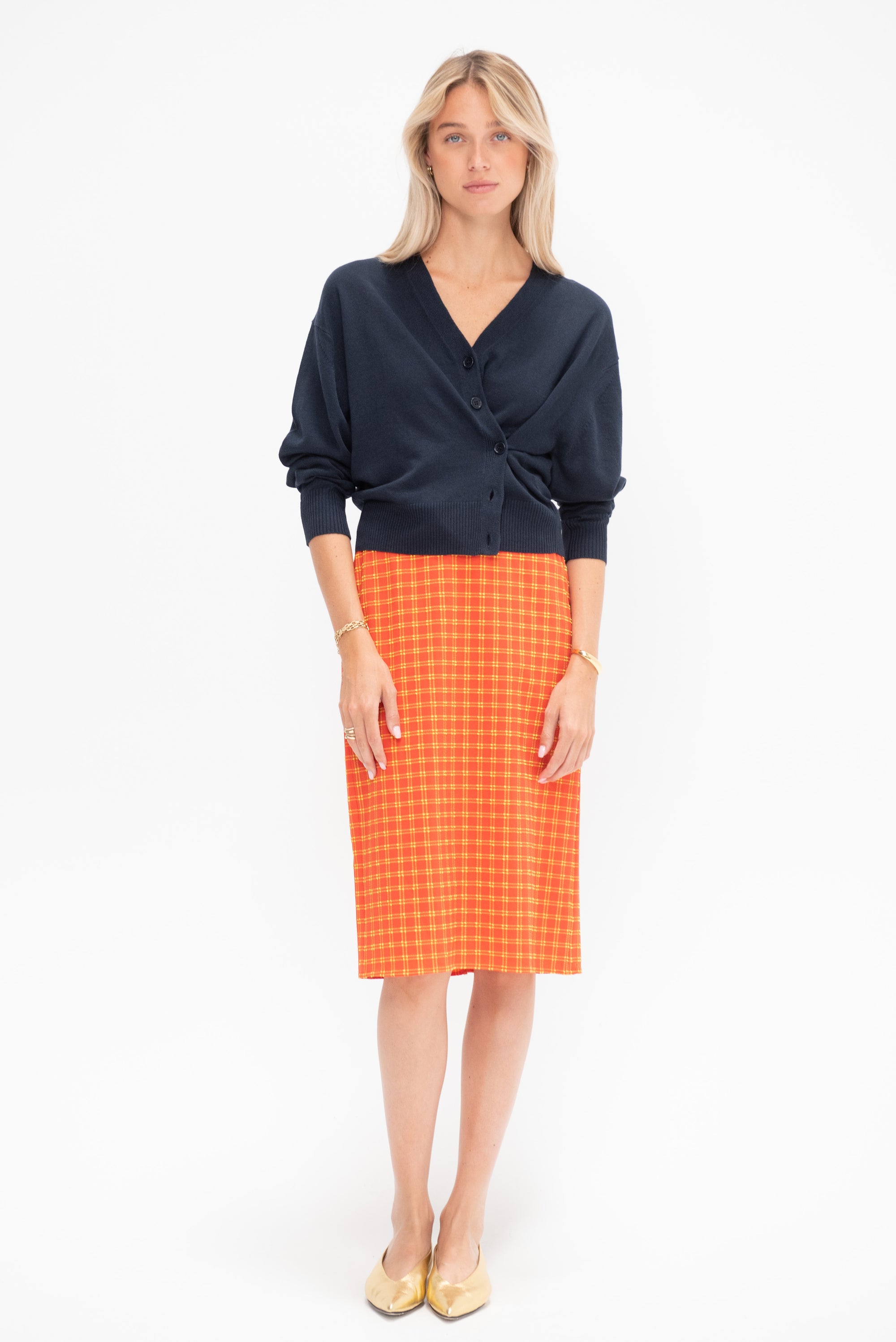 Fine Weight Cardigan, Navy