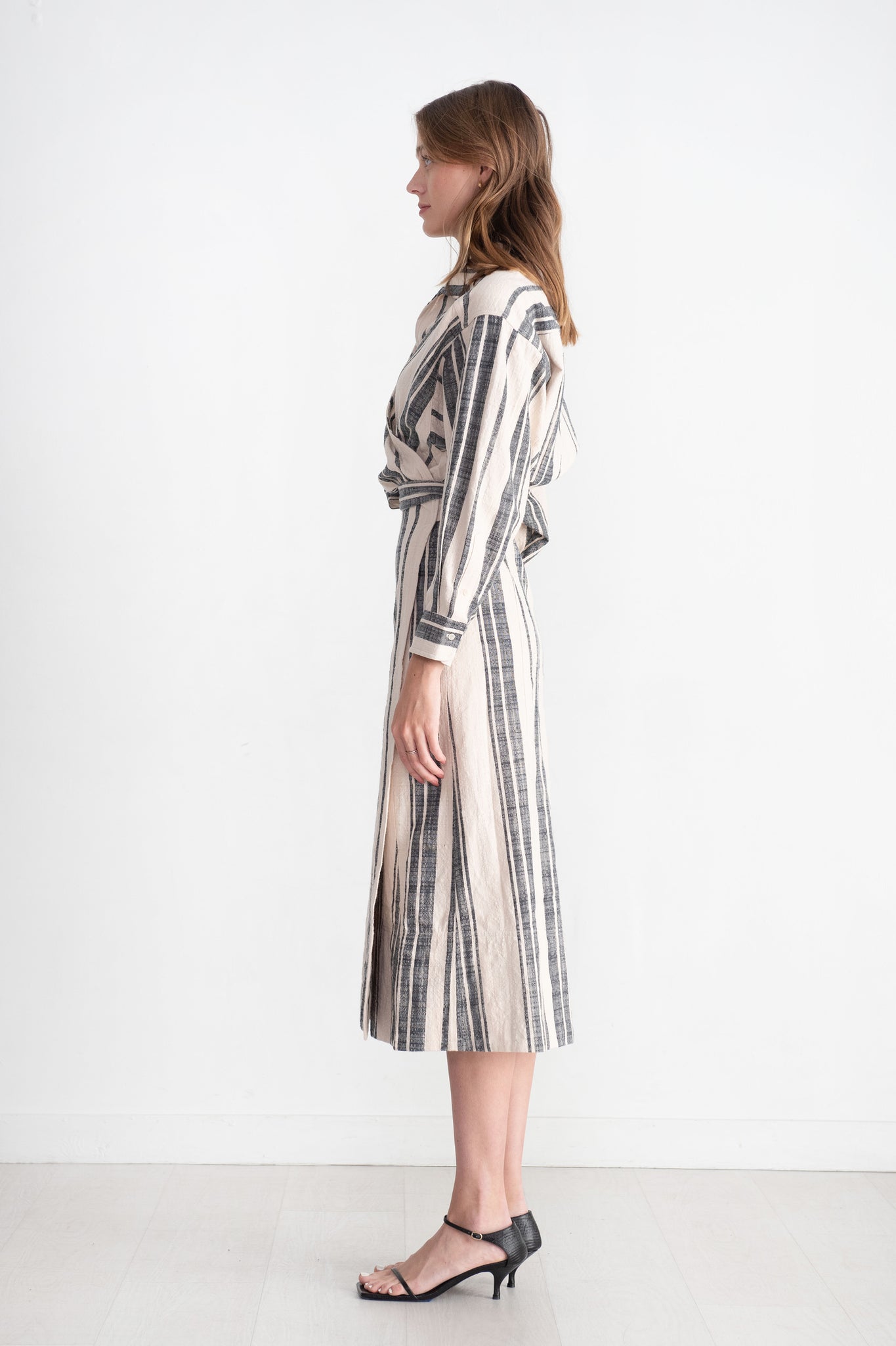 Apiece Apart - Gabriella Tie Dress, Cream Bold Stripe