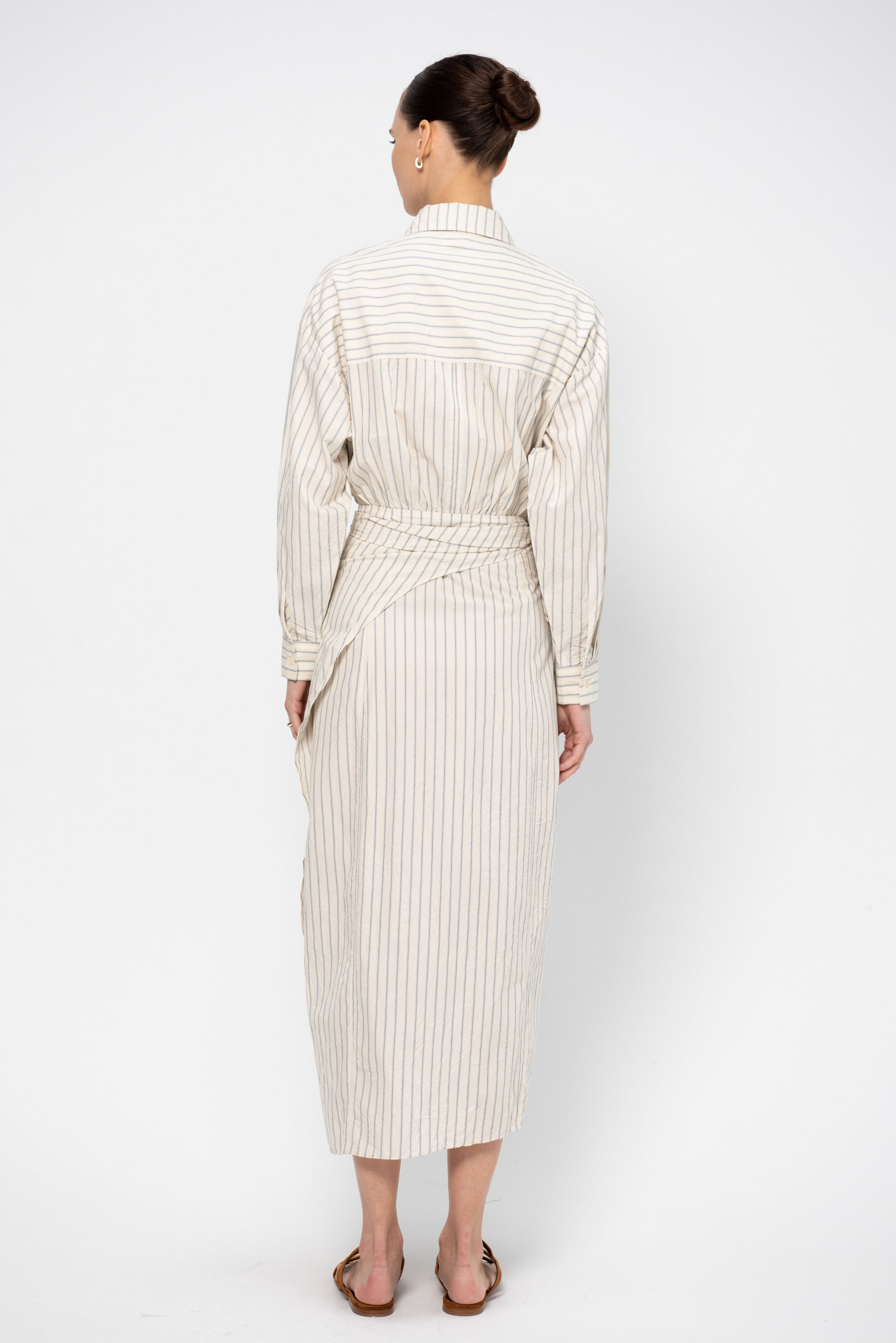 Alessandra Sarong Shirt Dress,  Pina Stripes Cream &amp; Navy