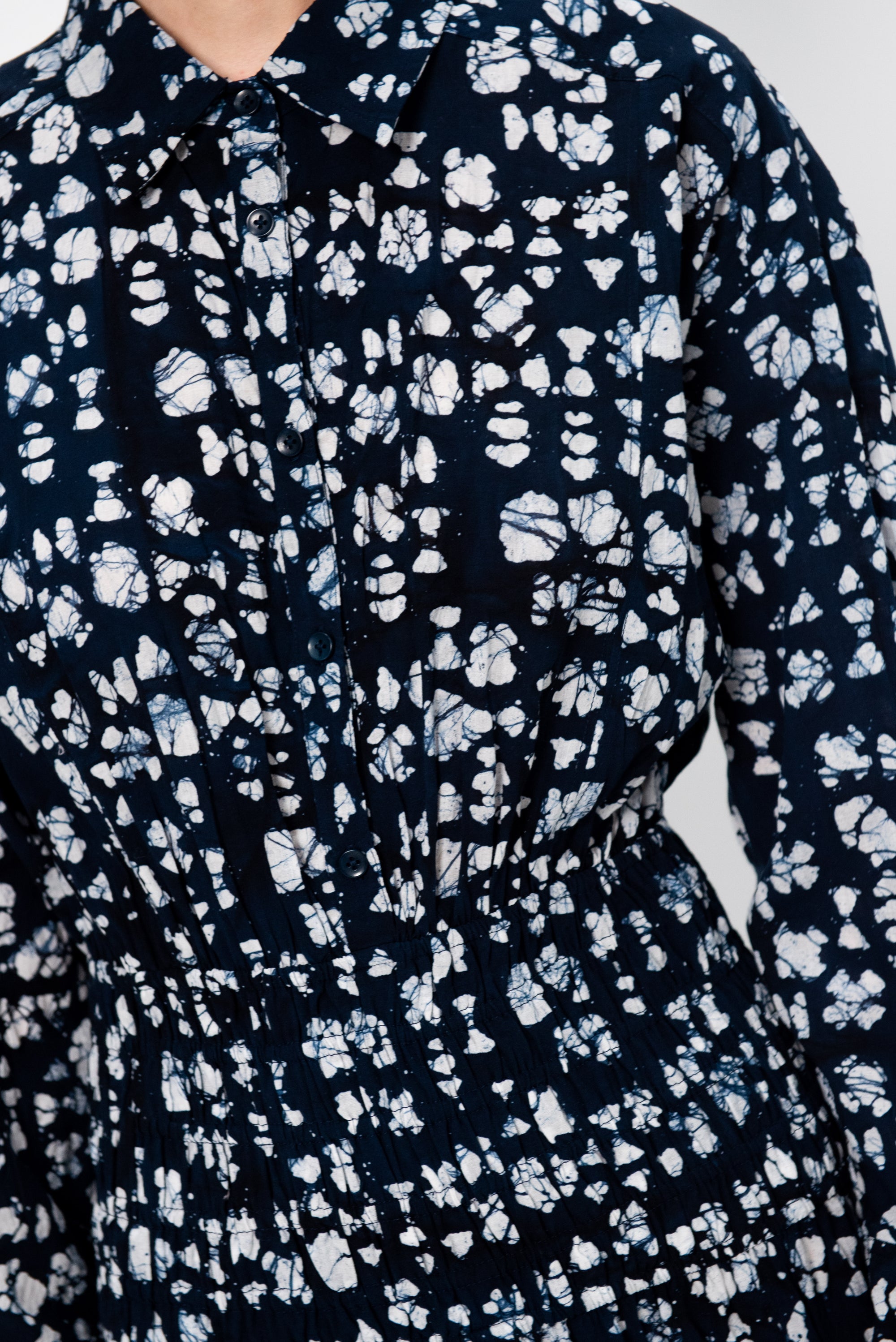 Sophia Smocked Shirt Dress, Batik Geo Indigo