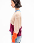 Softest Tissue Weight Sweater, Jute & Black Cherry