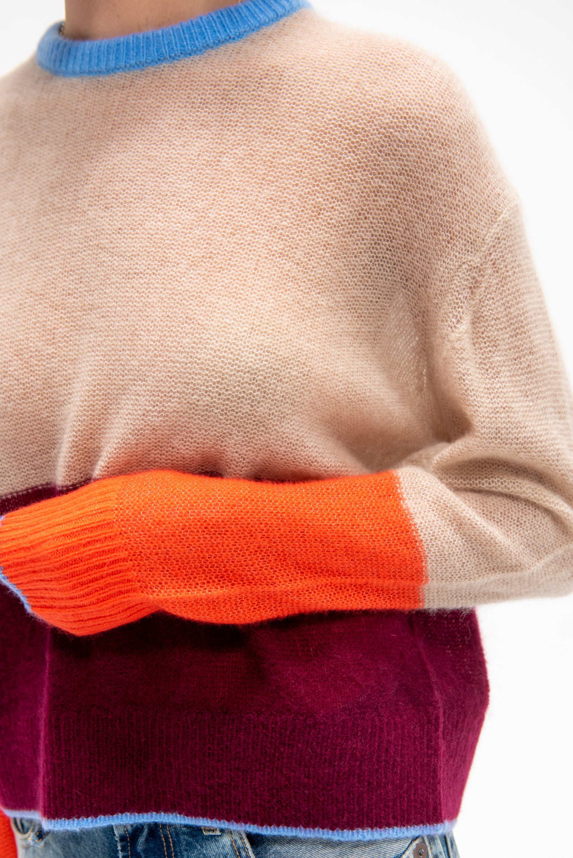 Softest Tissue Weight Sweater, Jute &amp; Black Cherry