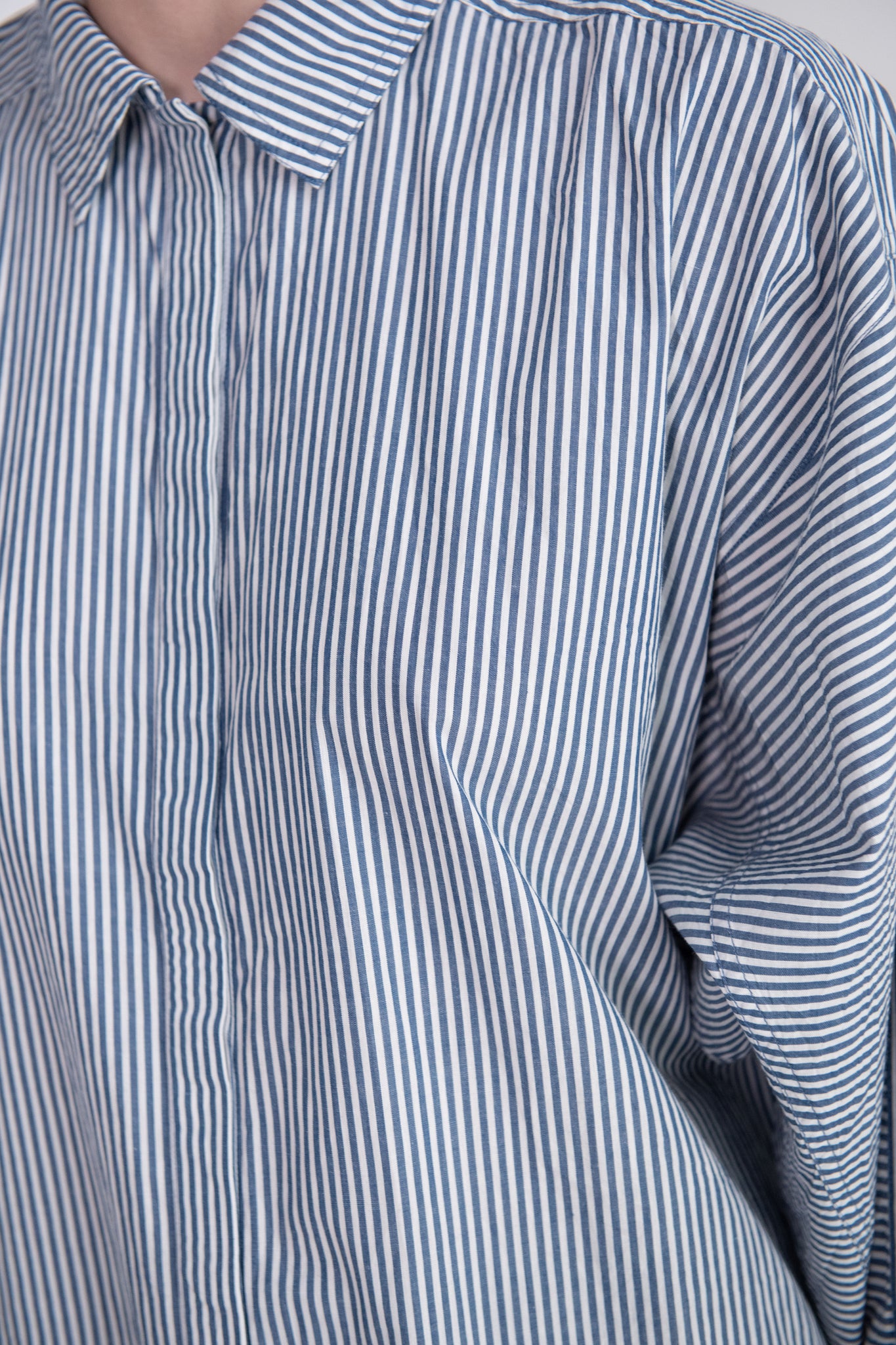 Apiece Apart - Kaarina Dolman Button Down, Blue & White Stripe