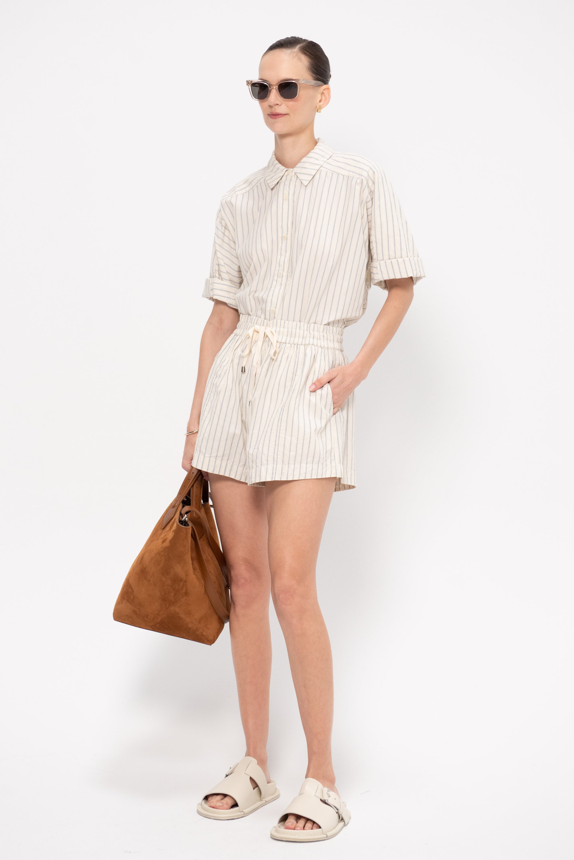 Trail Short, Pina Stripes Cream &amp; Navy
