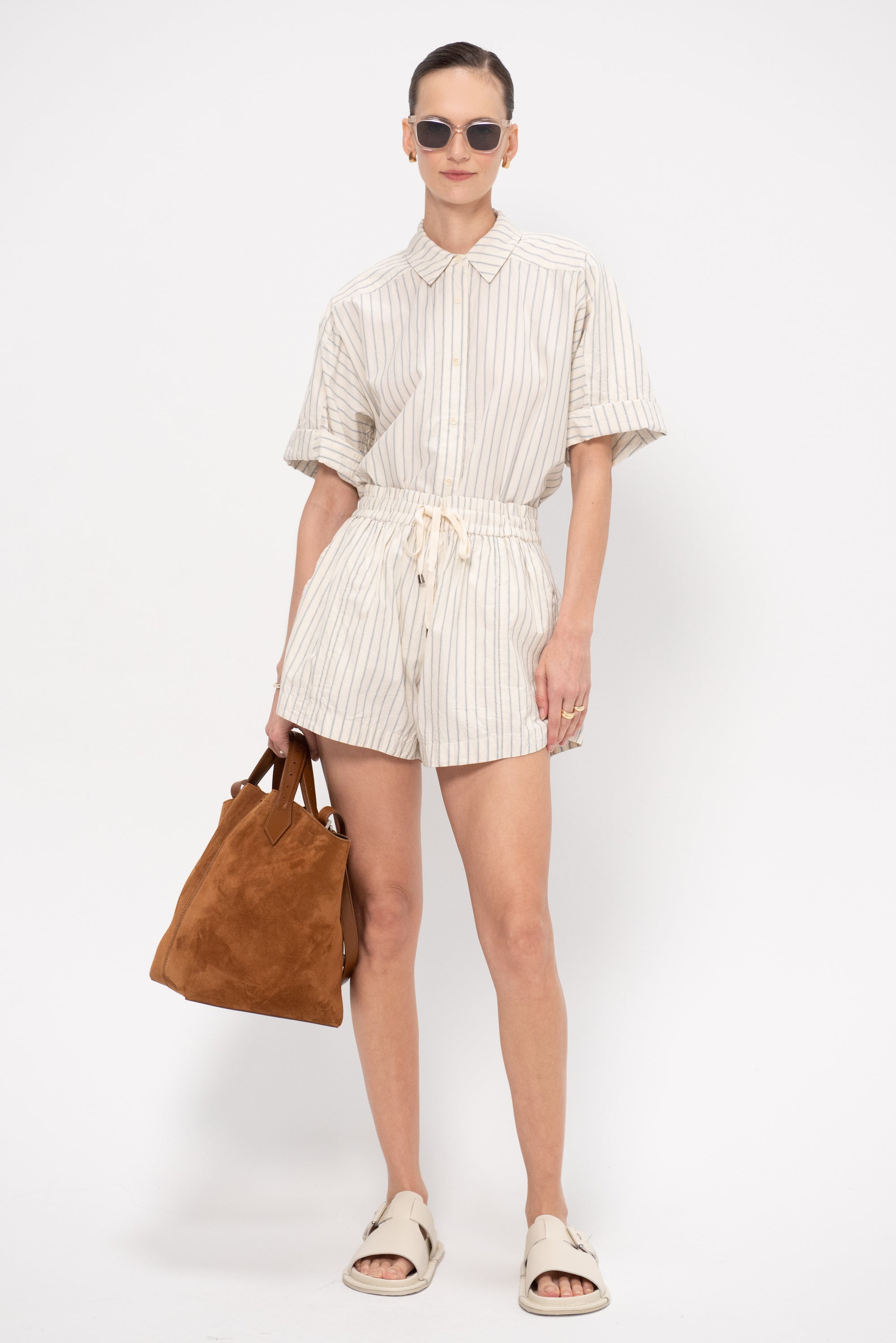 Trail Short, Pina Stripes Cream &amp; Navy