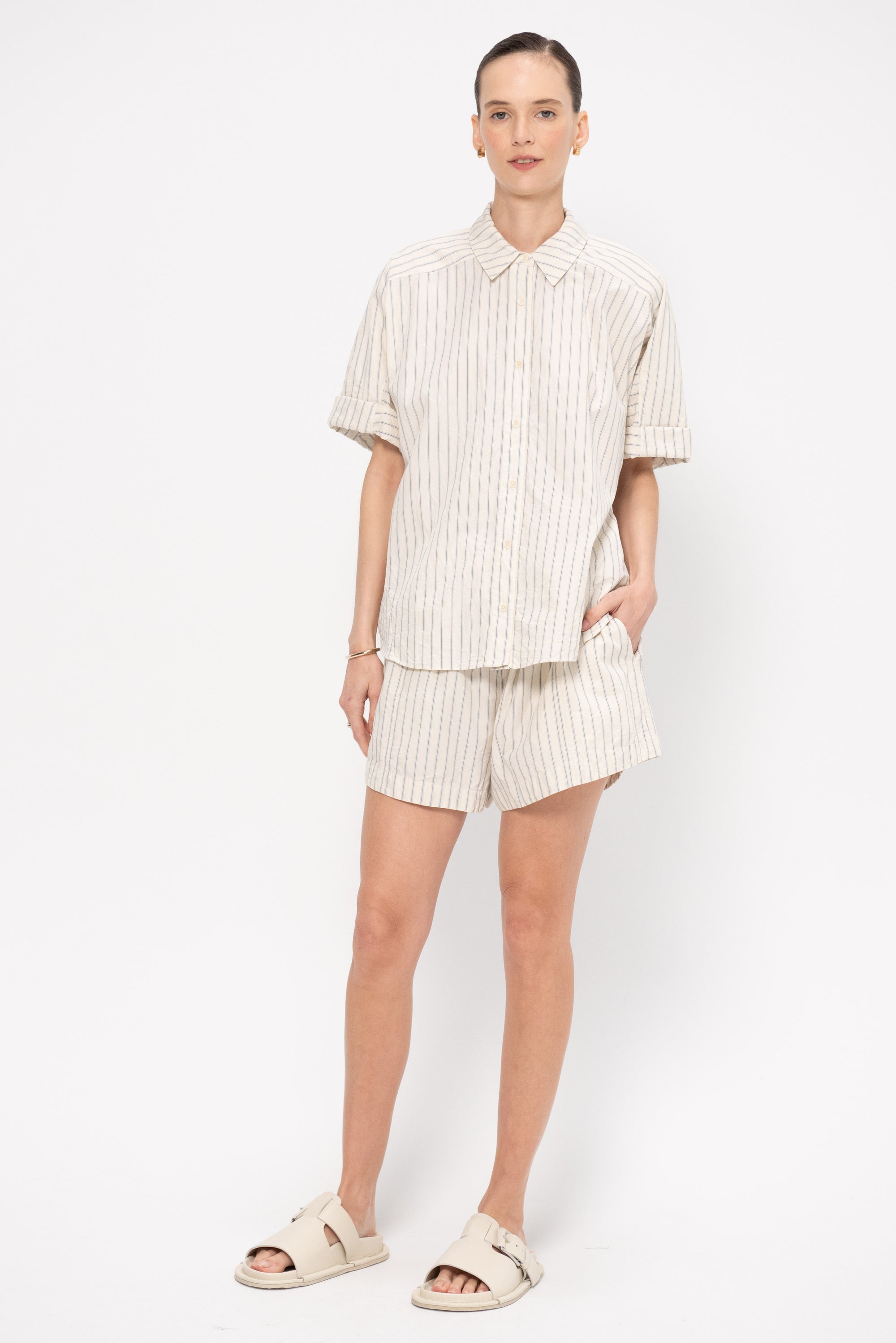Trail Short, Pina Stripes Cream &amp; Navy