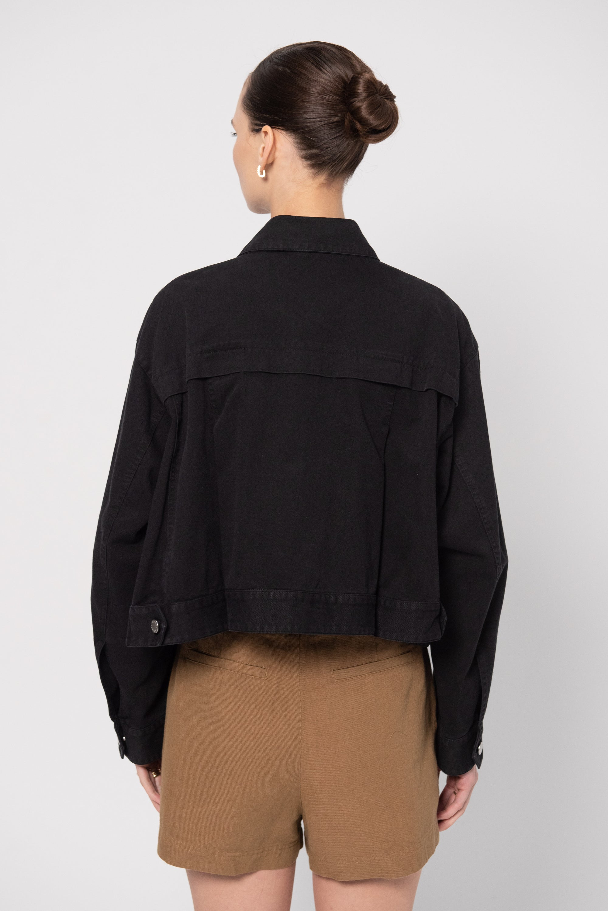 Cropped Trapeze Jacket, Black