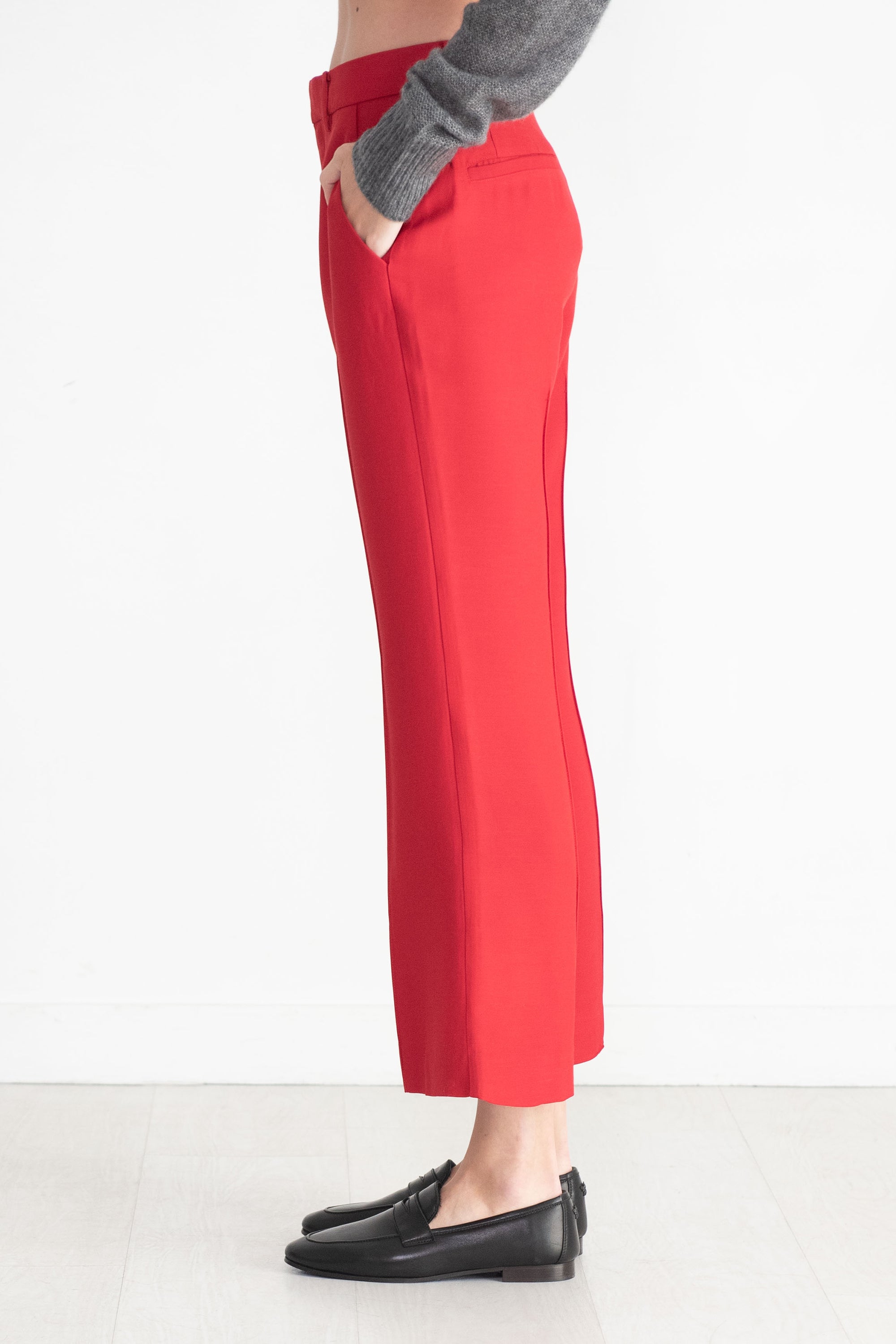 Apiece Apart Rene Flare Trouser, Deep Red Kick Pleat