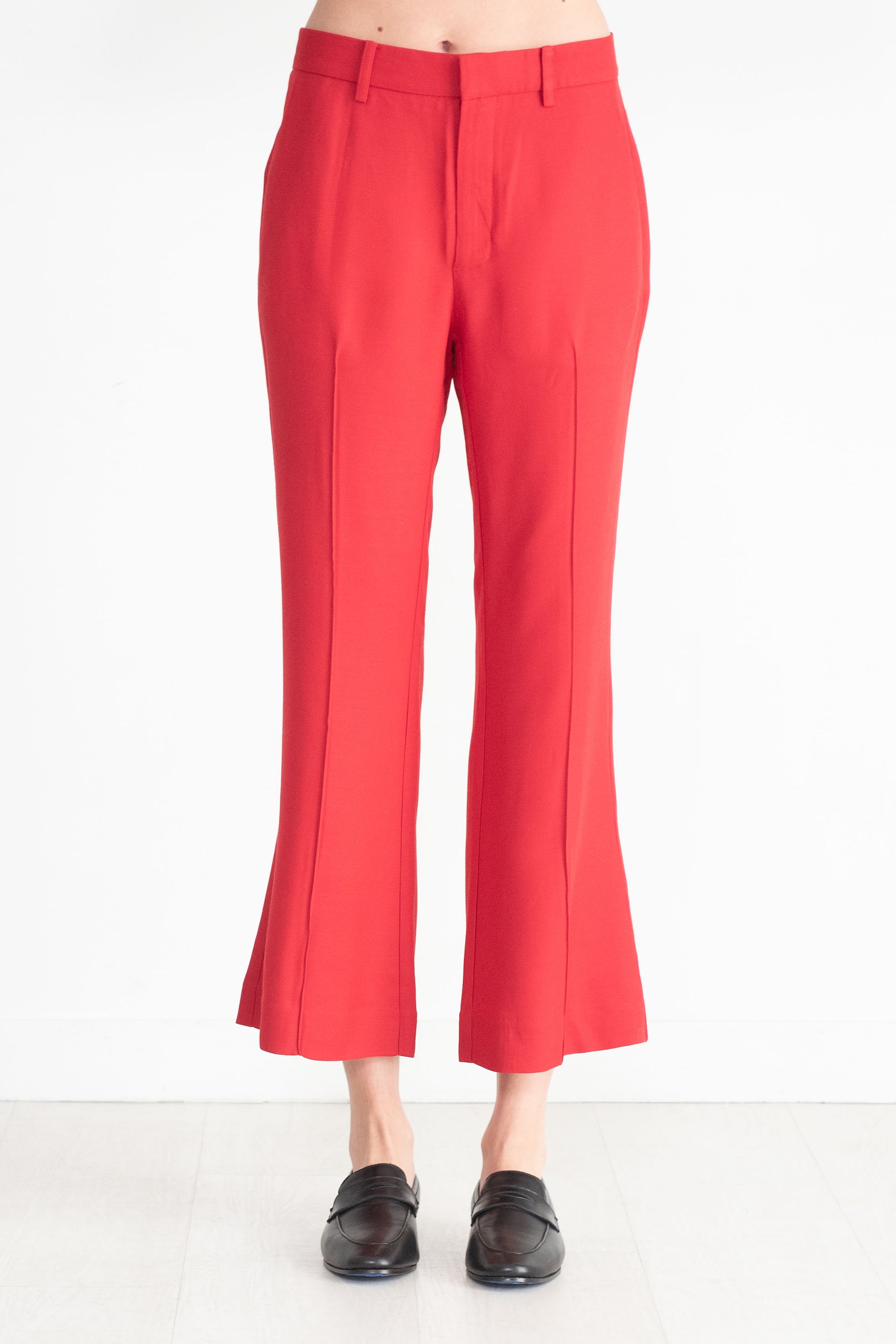 Apiece Apart Rene Flare Trouser, Deep Red Kick Pleat