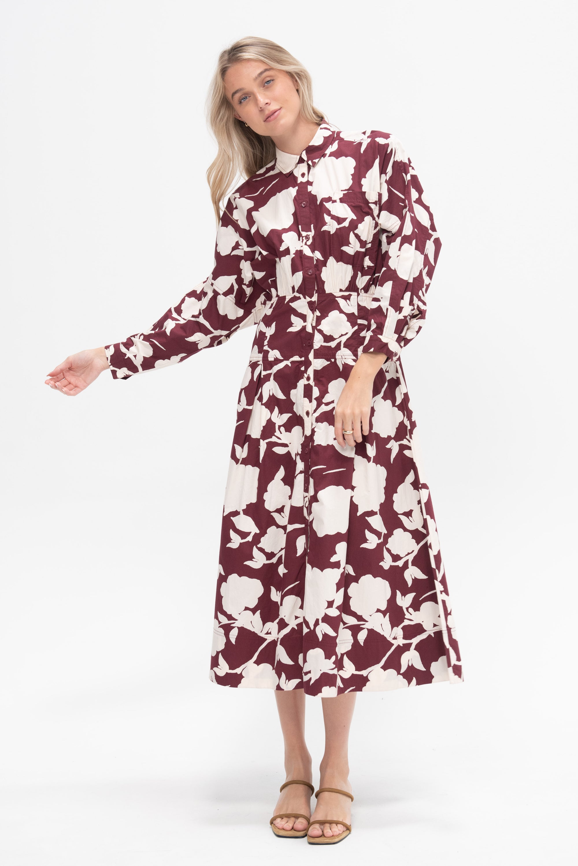 Pietra Maxi Shirt Dress, Paz Floral Fig