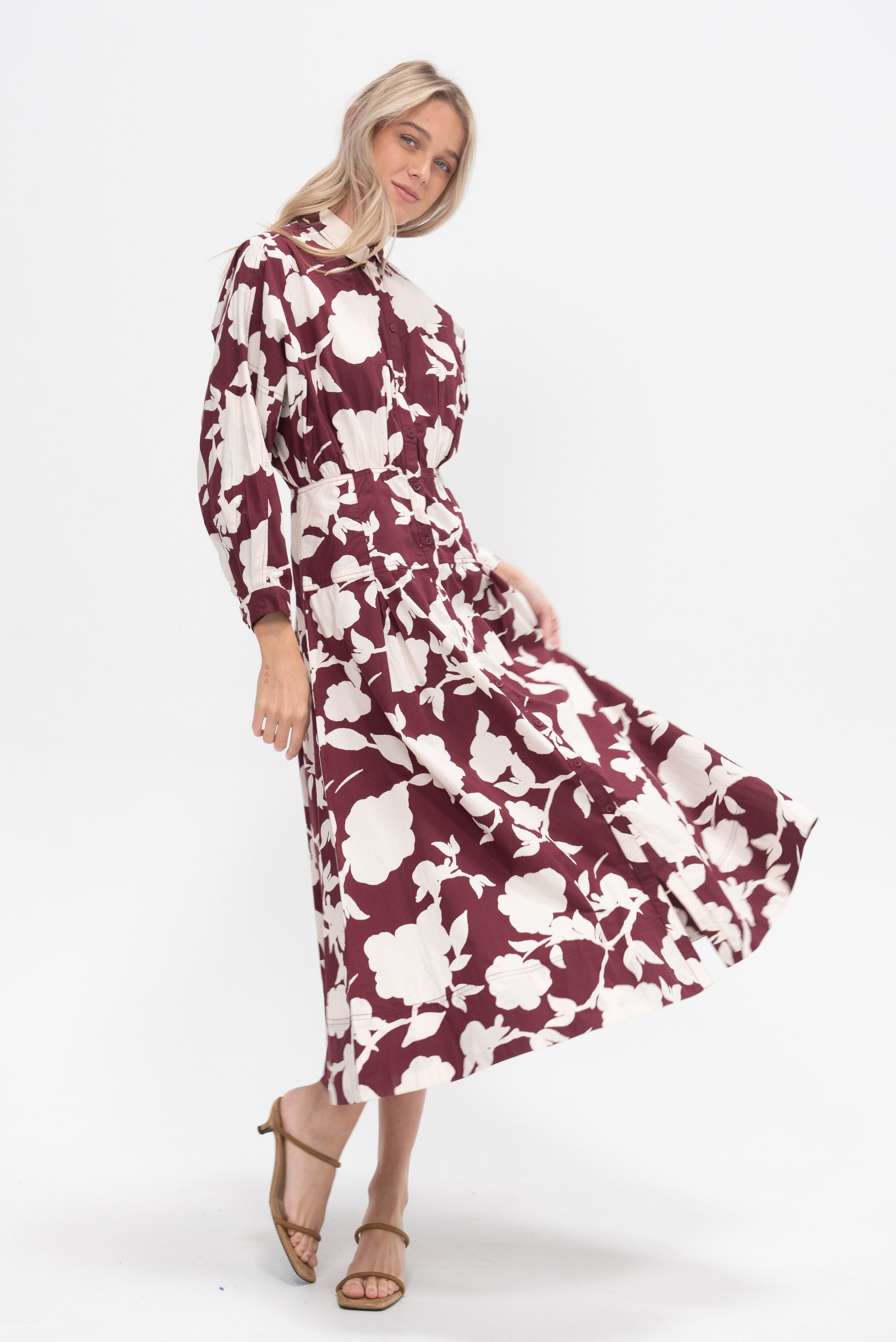 Pietra Maxi Shirt Dress, Paz Floral Fig