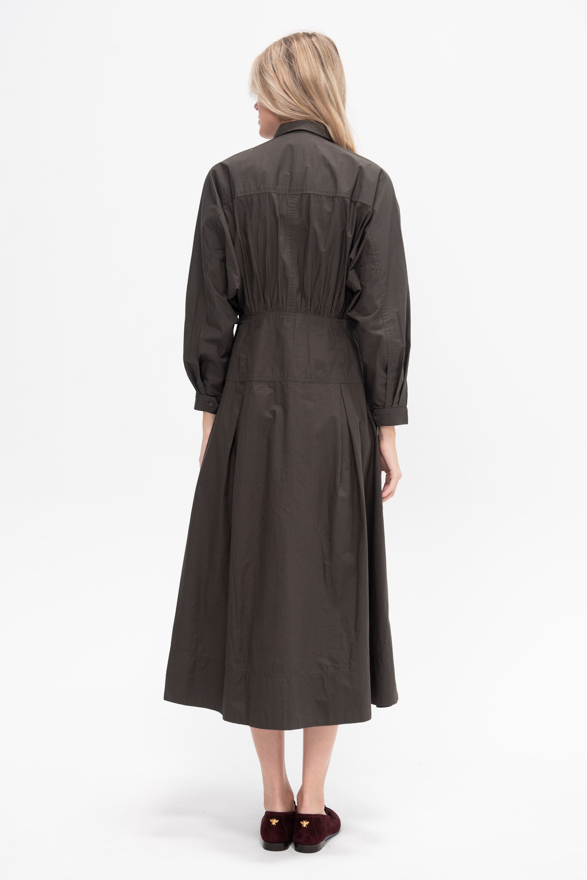 Pietra Maxi Shirt Dress, Deep Olive