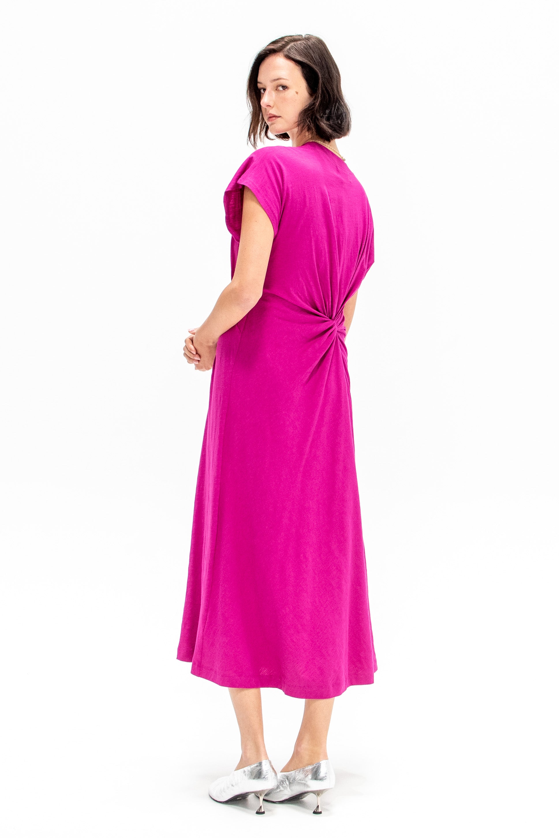 Volta Twist Dress, Fuchsia
