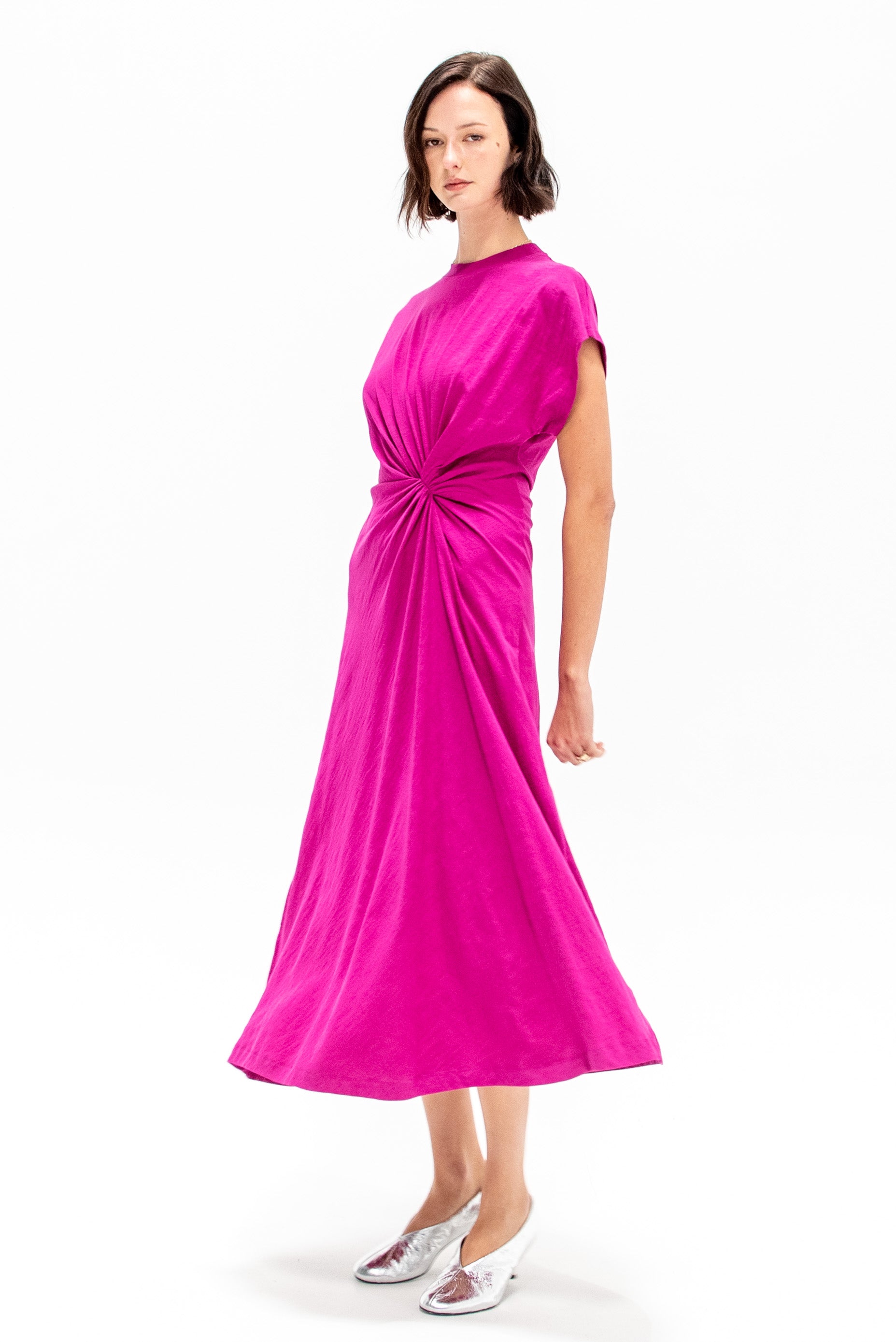 Volta Twist Dress, Fuchsia