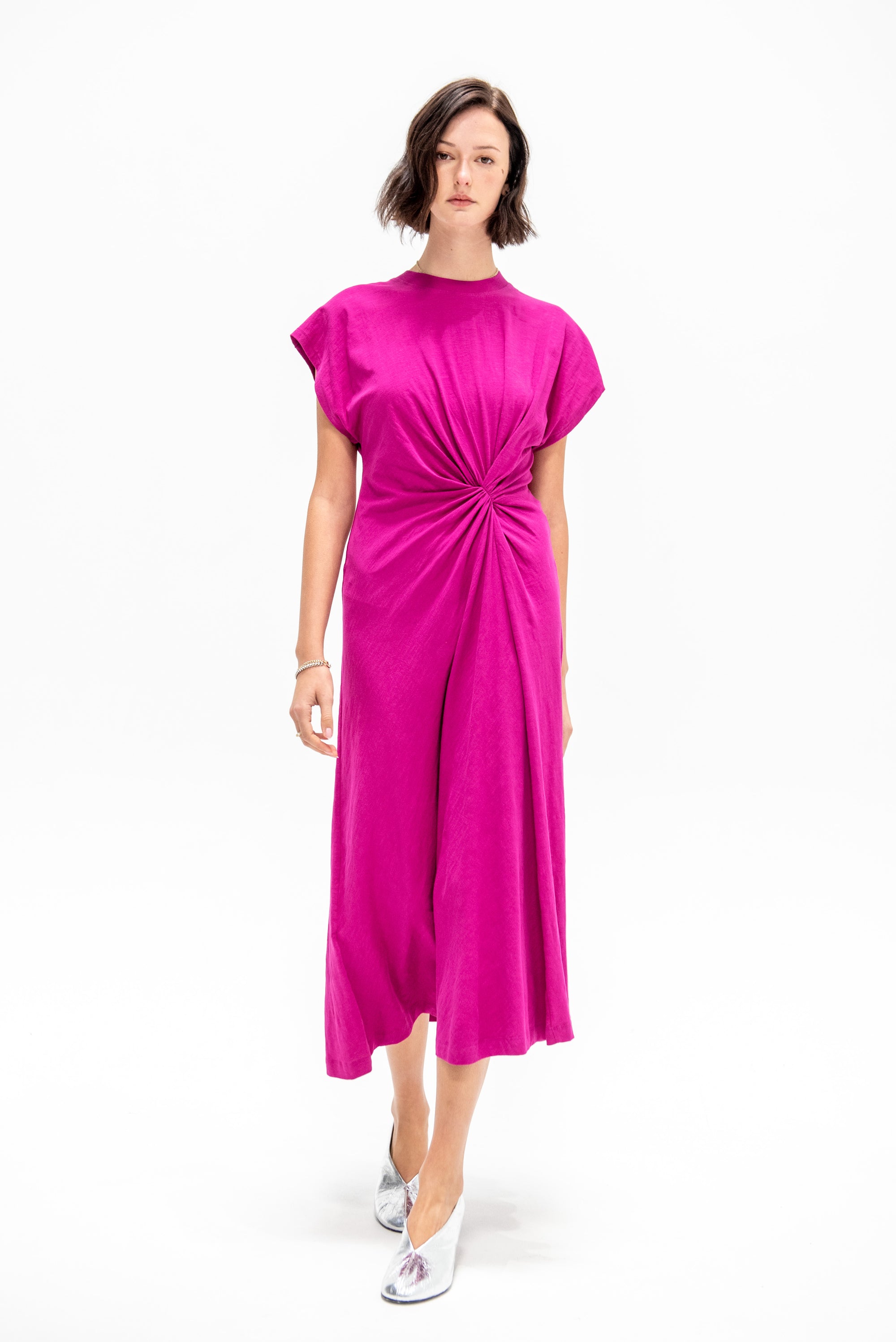 Volta Twist Dress, Fuchsia