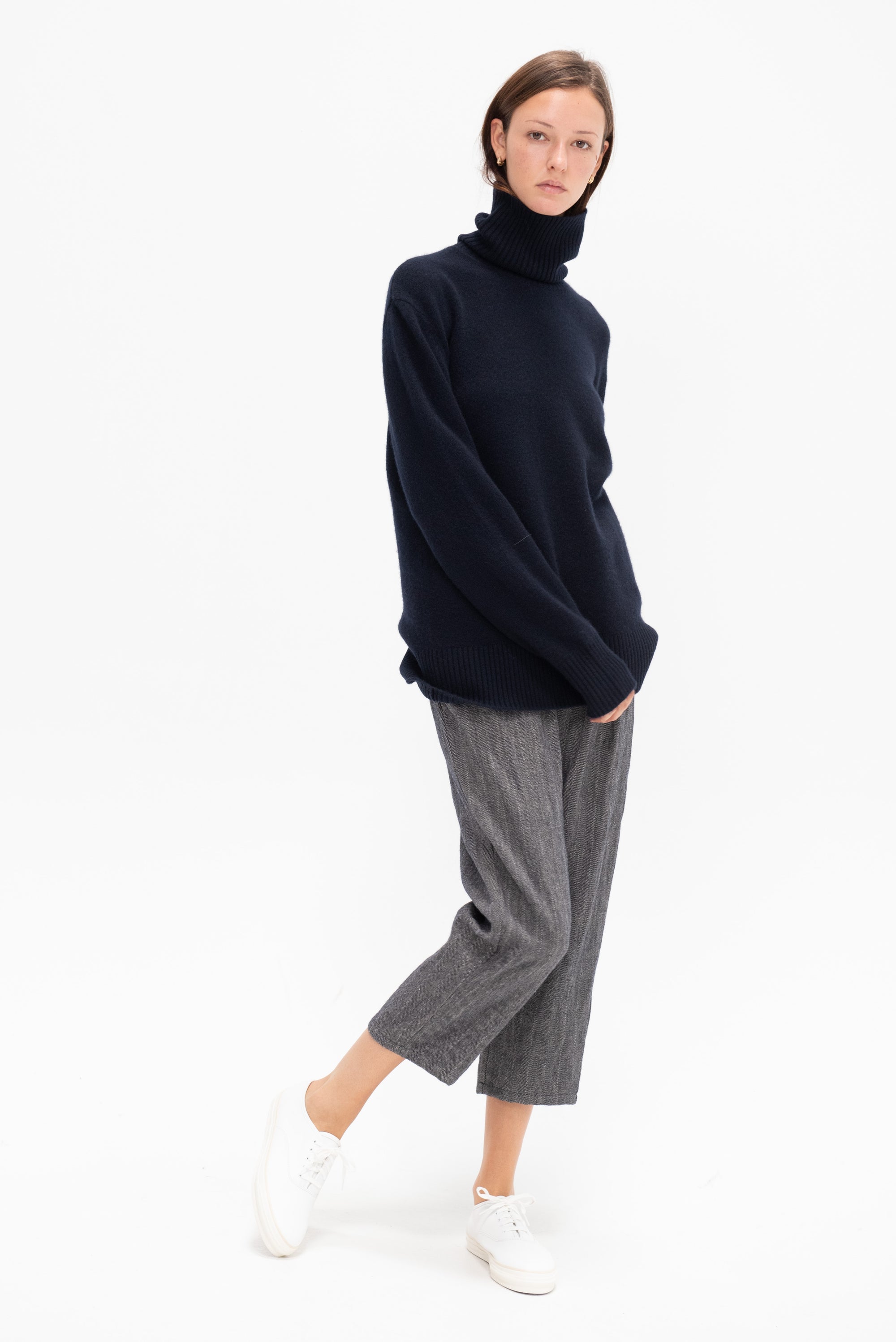 Herringbone Trousers, Ecru &amp; Blue