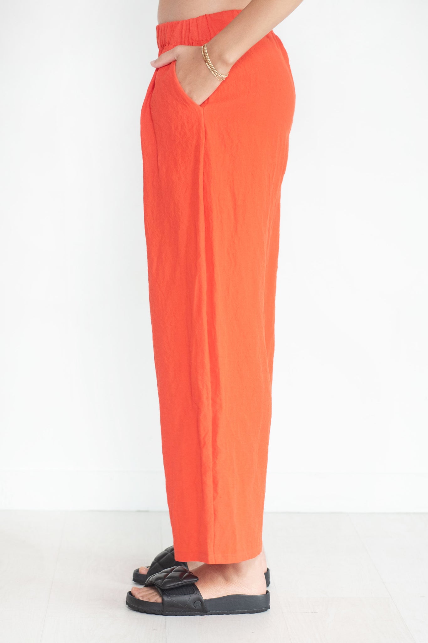 APUNTOB - Elastic Waist Straight Leg Pant, Orange