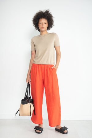 APUNTOB - Elastic Waist Straight Leg Pant, Orange