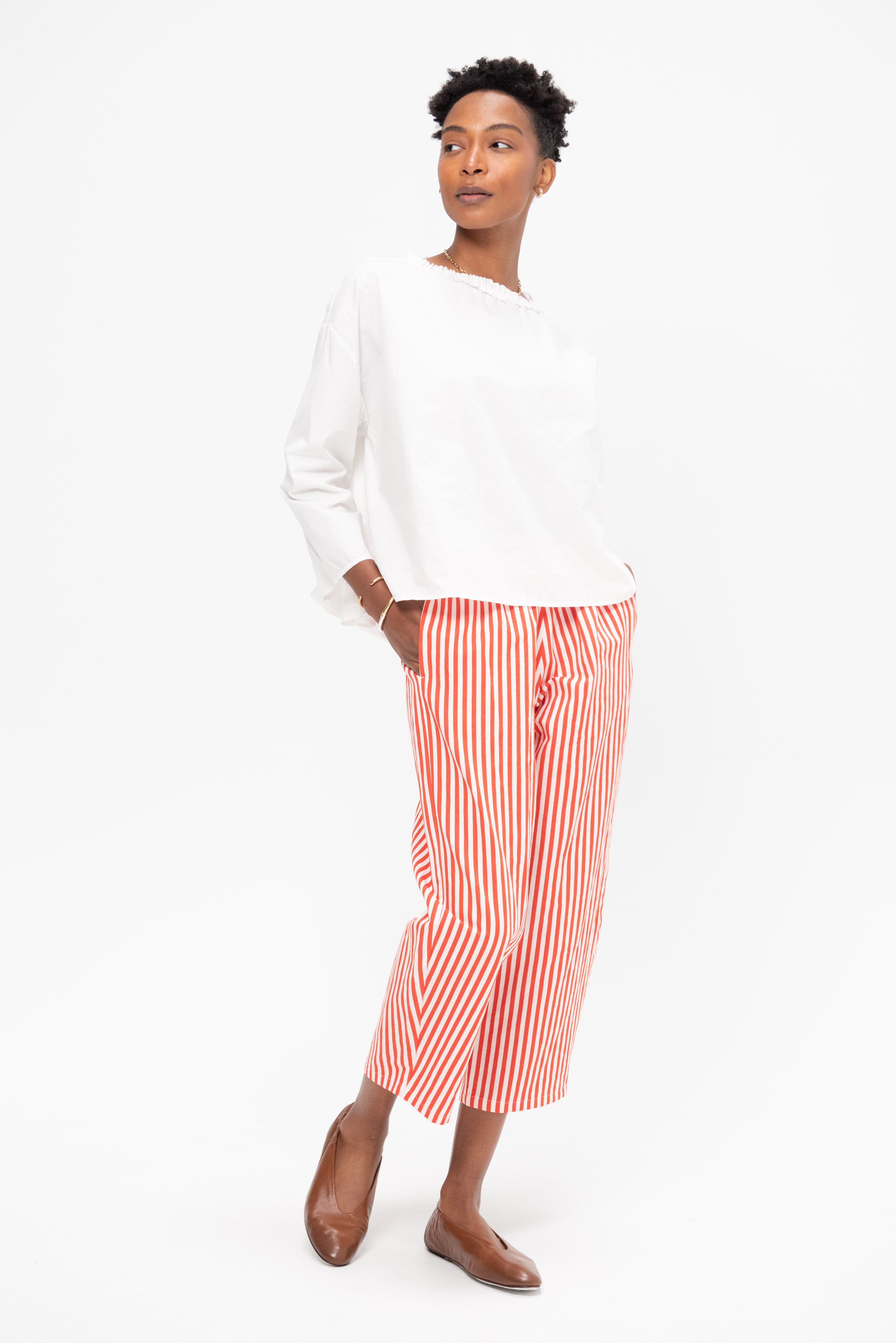 Apuntob Trousers, Poppy – Kick Pleat Apuntob Trousers, Poppy – Kick Pleat