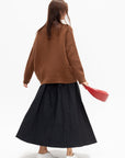 Long Pleated Skirt, Black