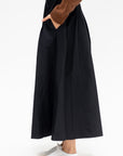Long Pleated Skirt, Black