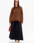 Long Pleated Skirt, Black