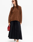 Long Pleated Skirt, Black
