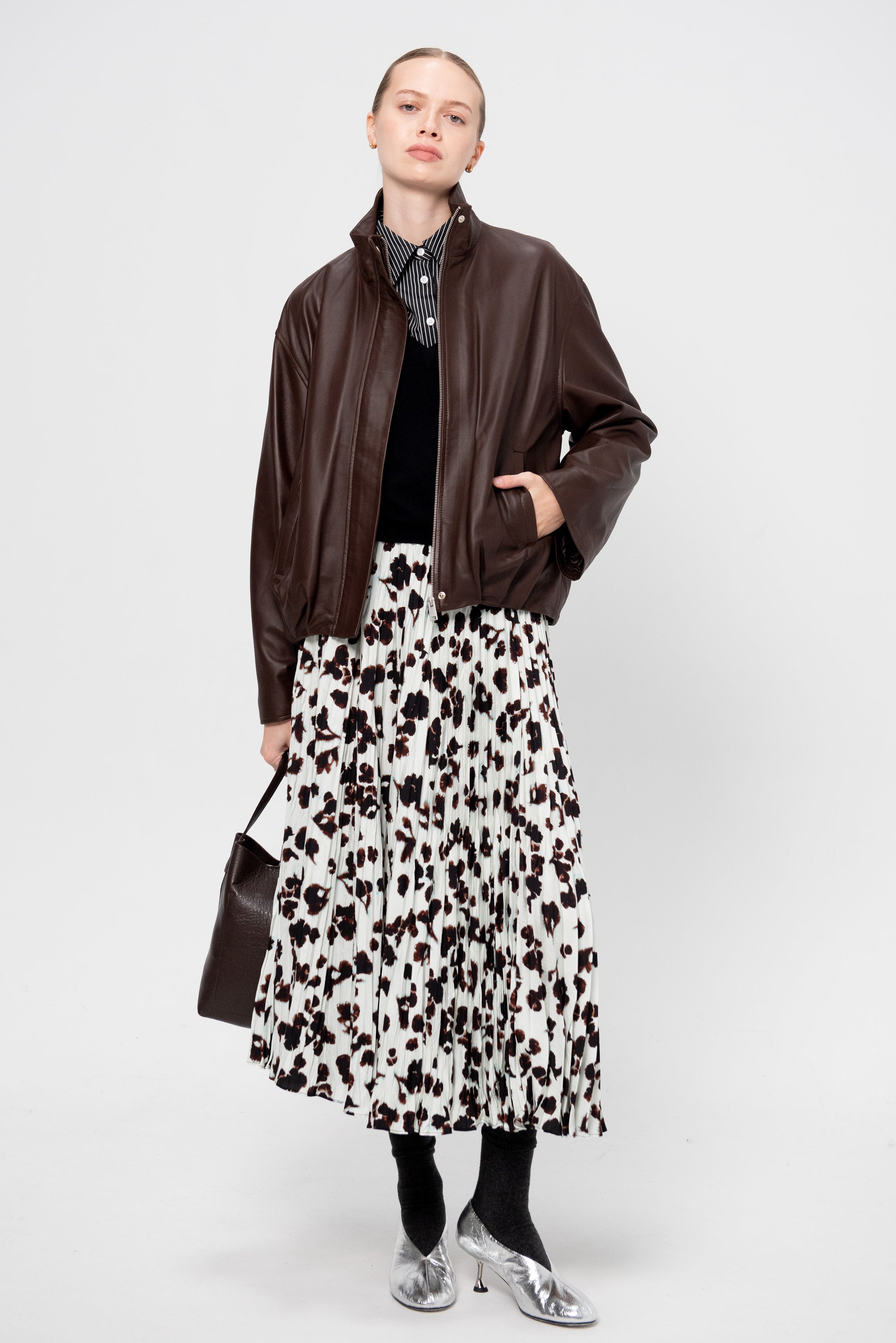 Dahila - Leather Jacket, Marrone