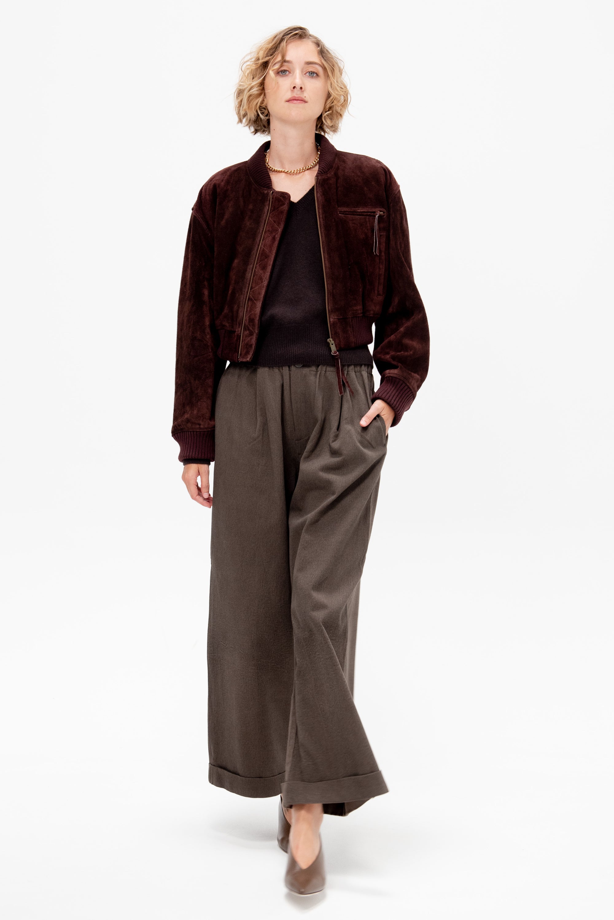 Elettra - Gritty Suede Jacket, Shiraz