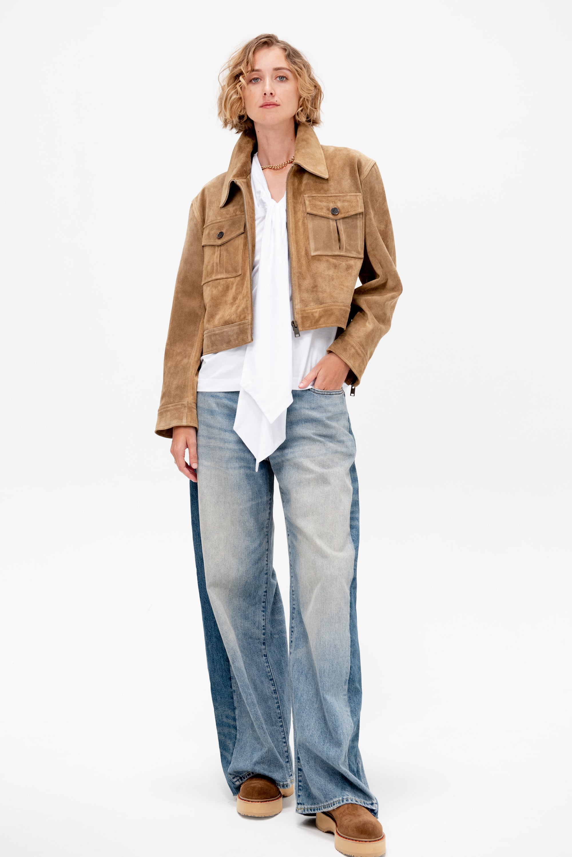 Helen - Gritty Suede Jacket, Olive